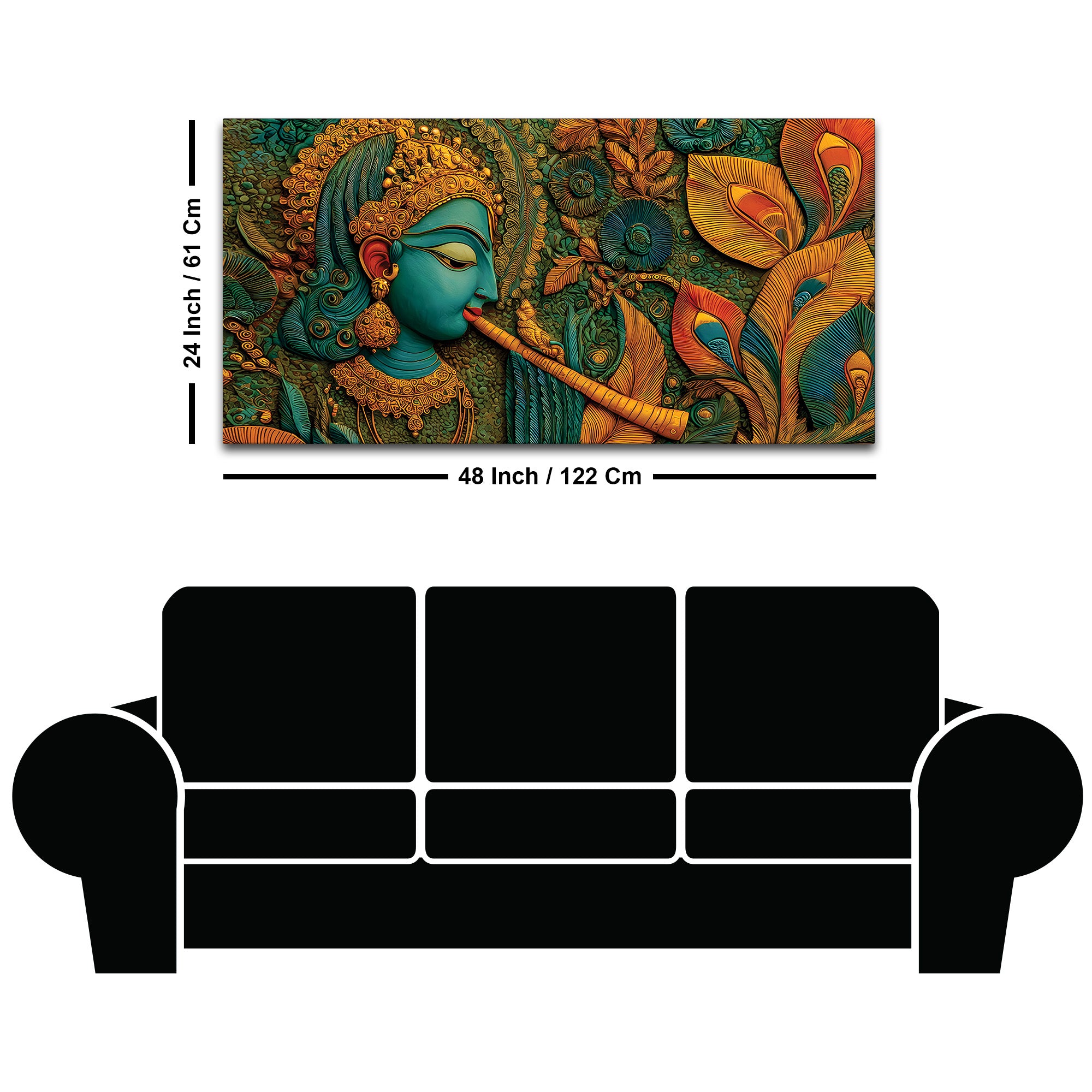 Lord Krishna Premium Textured Canvas Wall Painting for Living Room