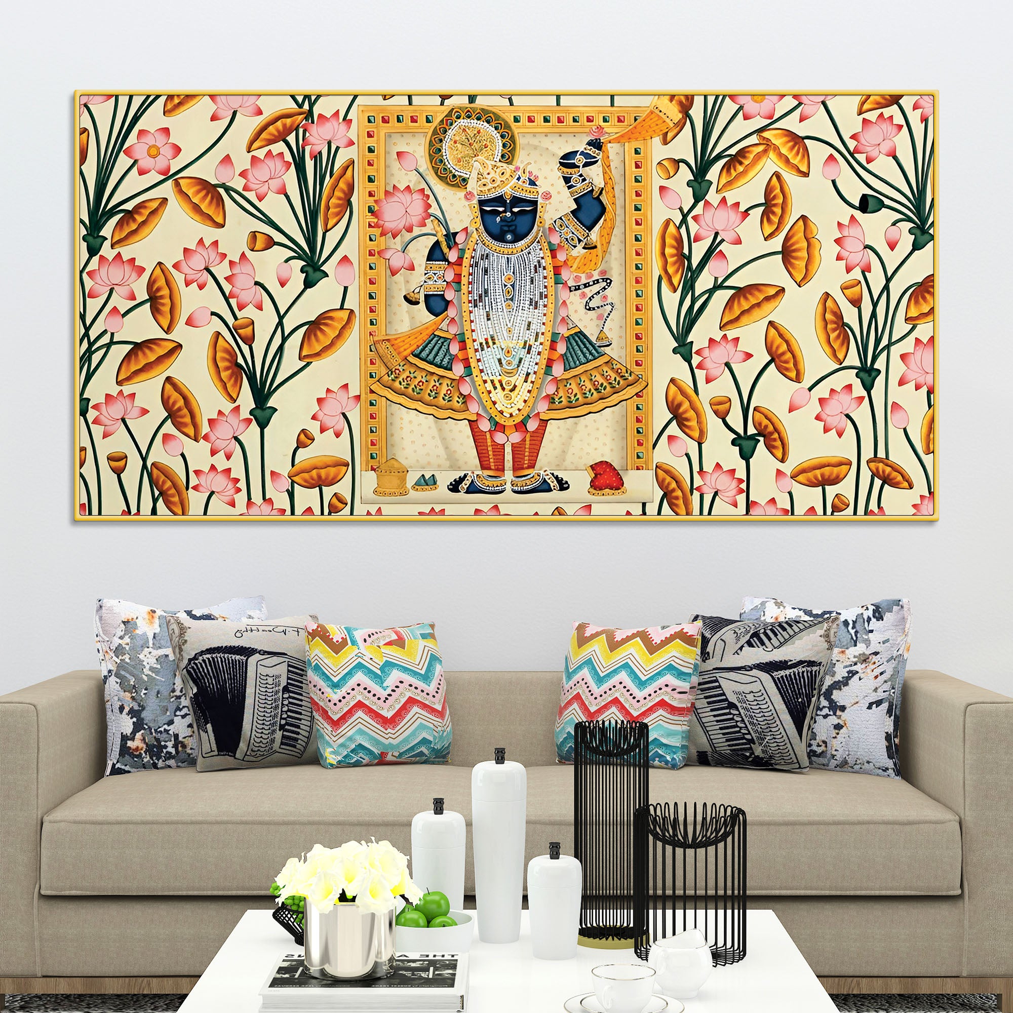 Lord Krishna Shrinathji Pichwai Art Wall Painting
