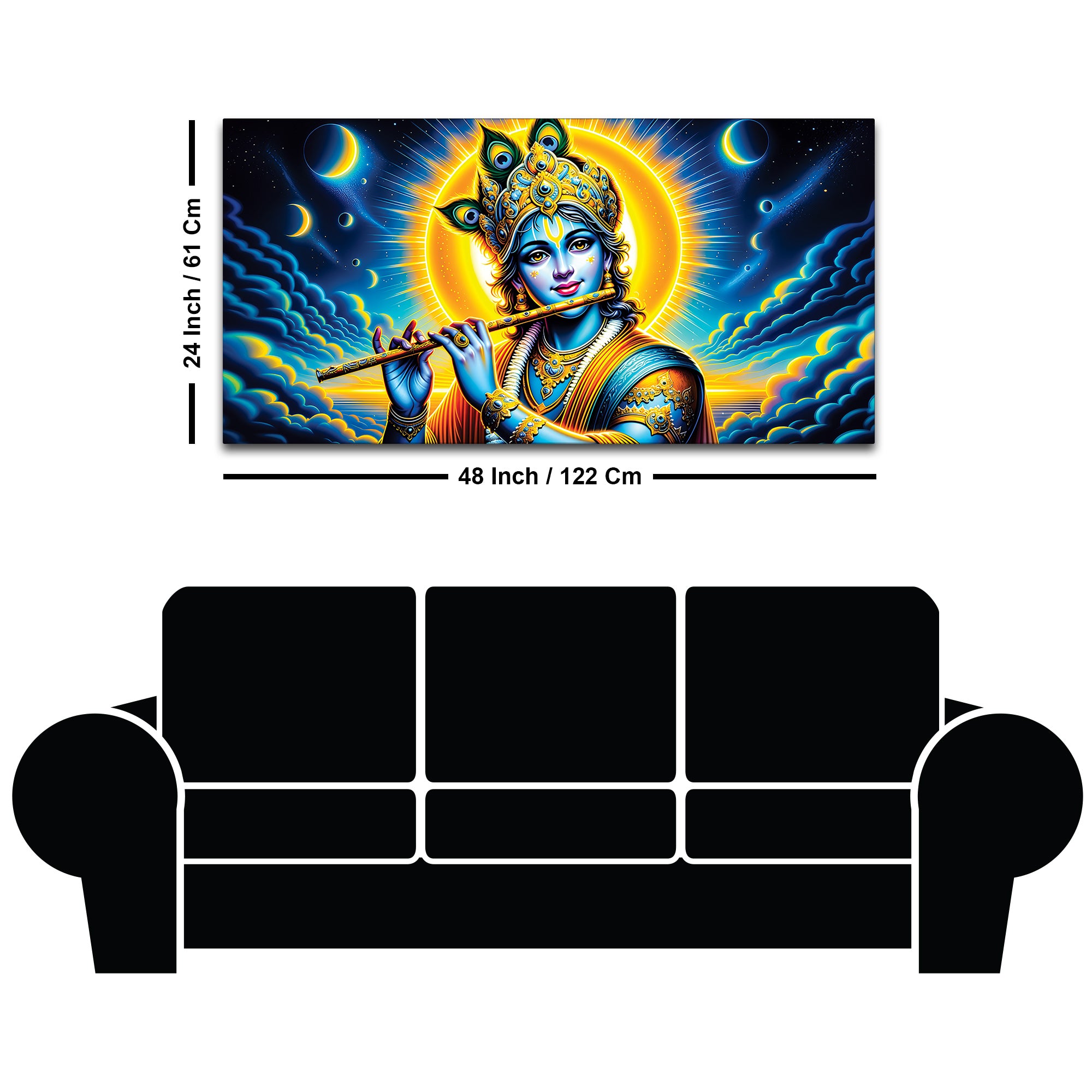 Lord Krishna Spiritual Night Sky Painting