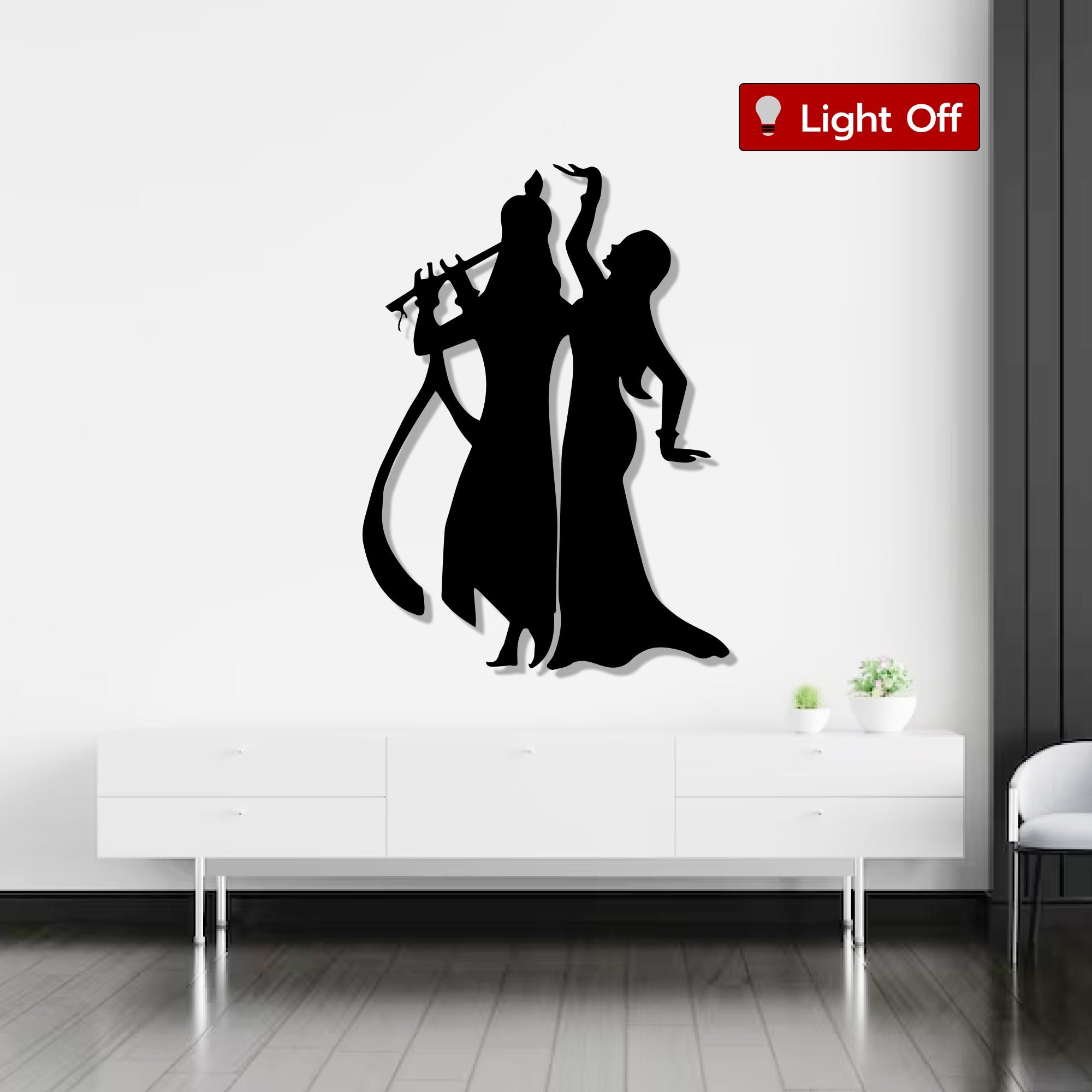 Lord Krishna with Radha Lovely Metal Art Wall Decor