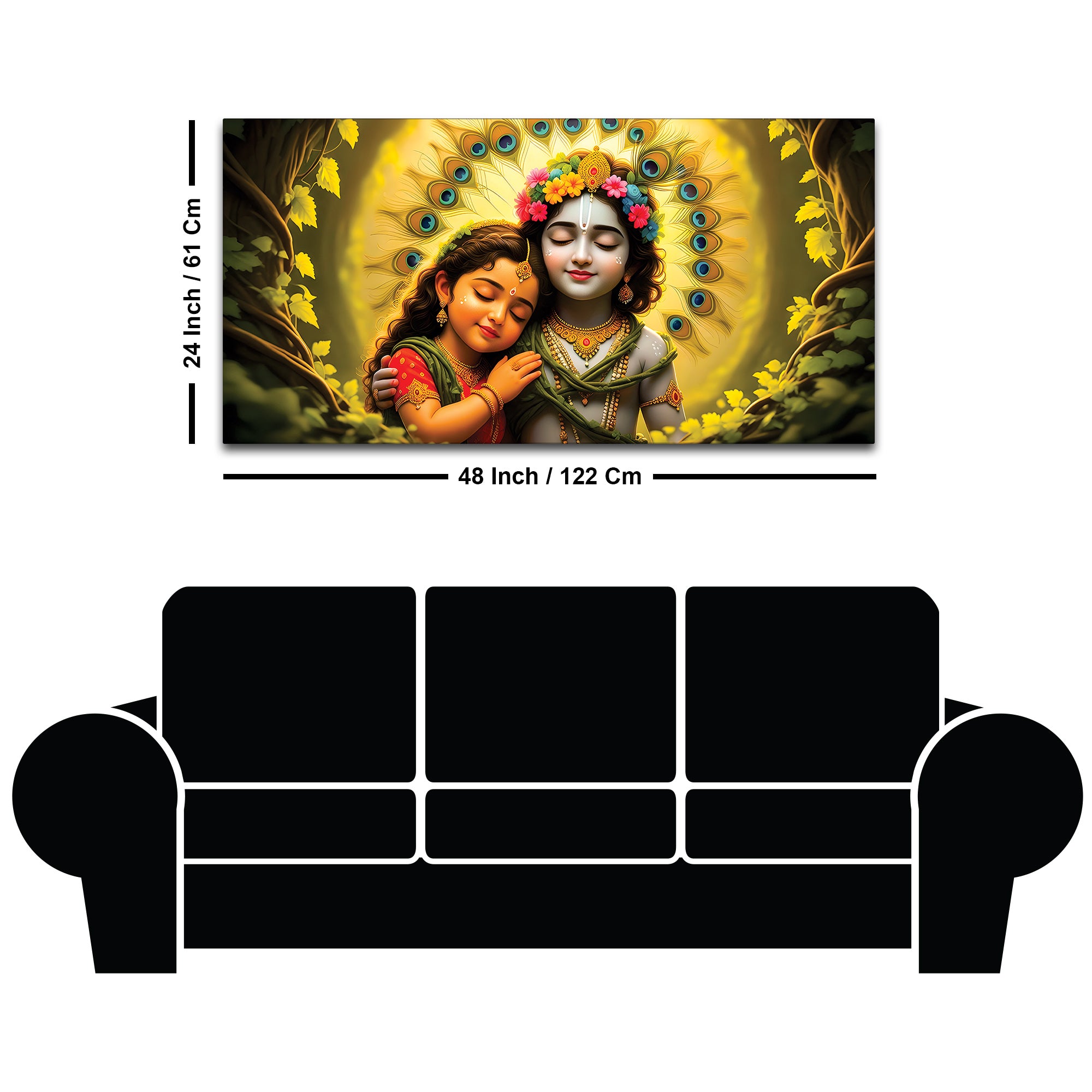 Lord Krishna with Radha Wall Art Painting for Home & Office Décor