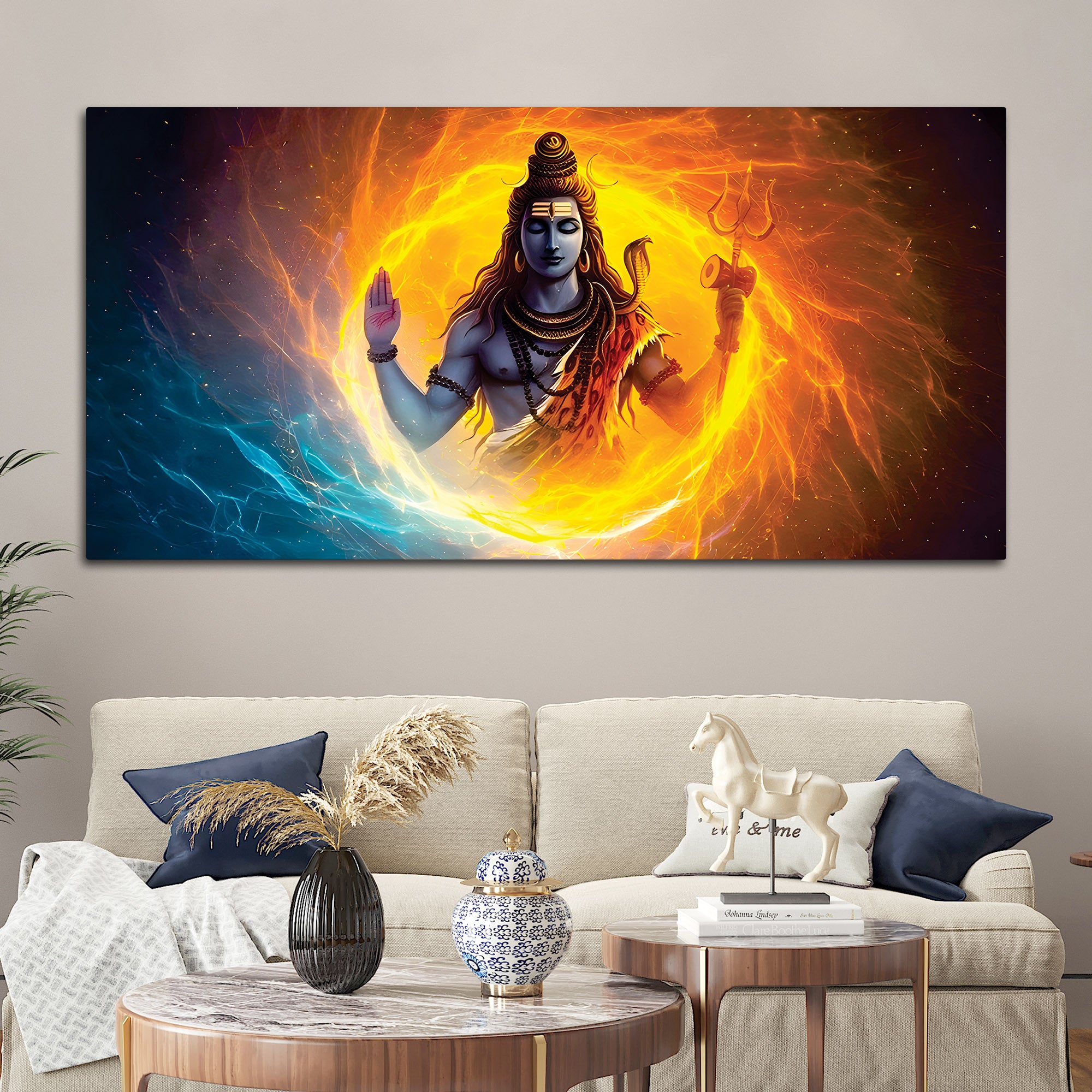 Lord Shiva Canvas Painting for Calm and Positive Wall Décor