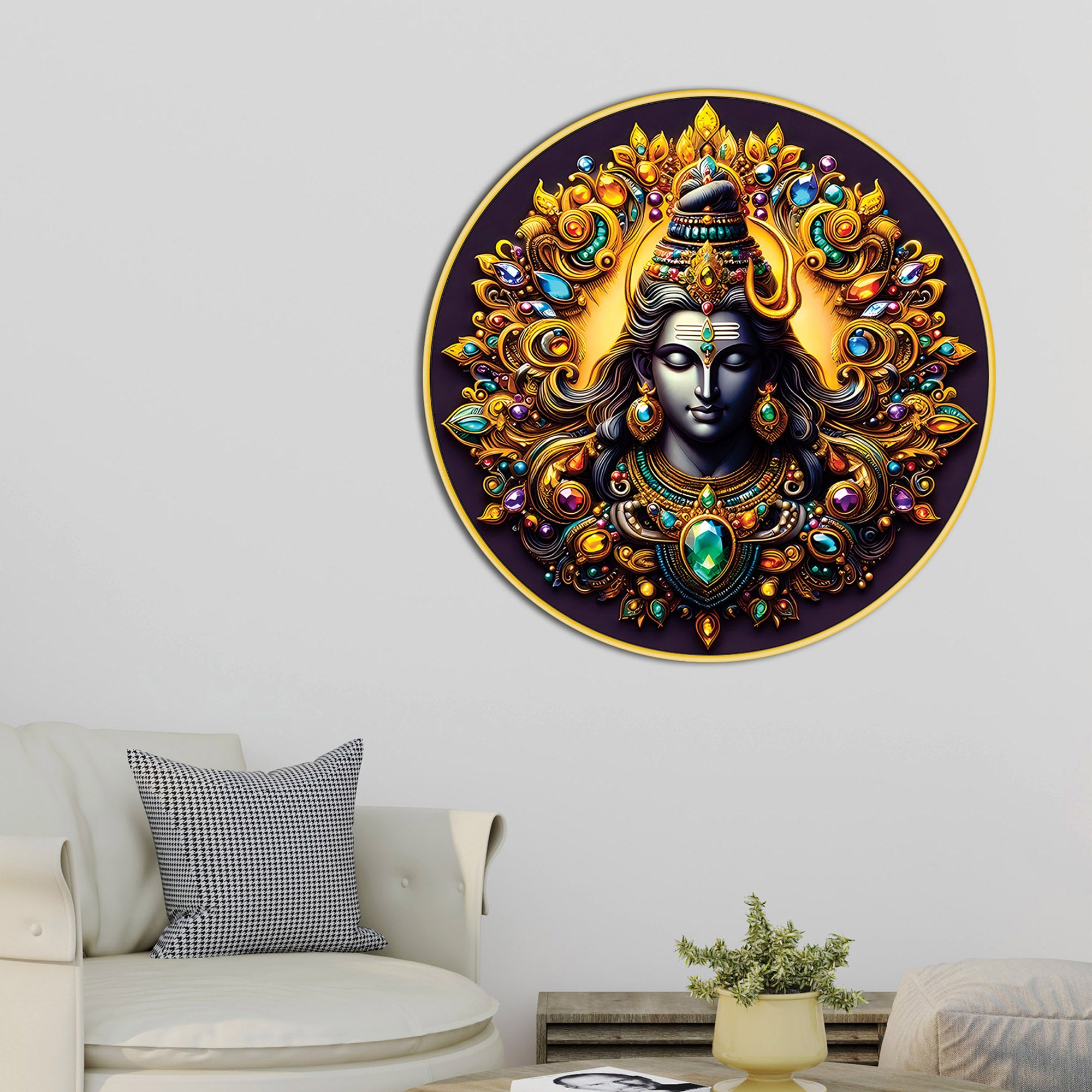 Lord Shiva Circular Wall Frame Premium Home Decor Painting