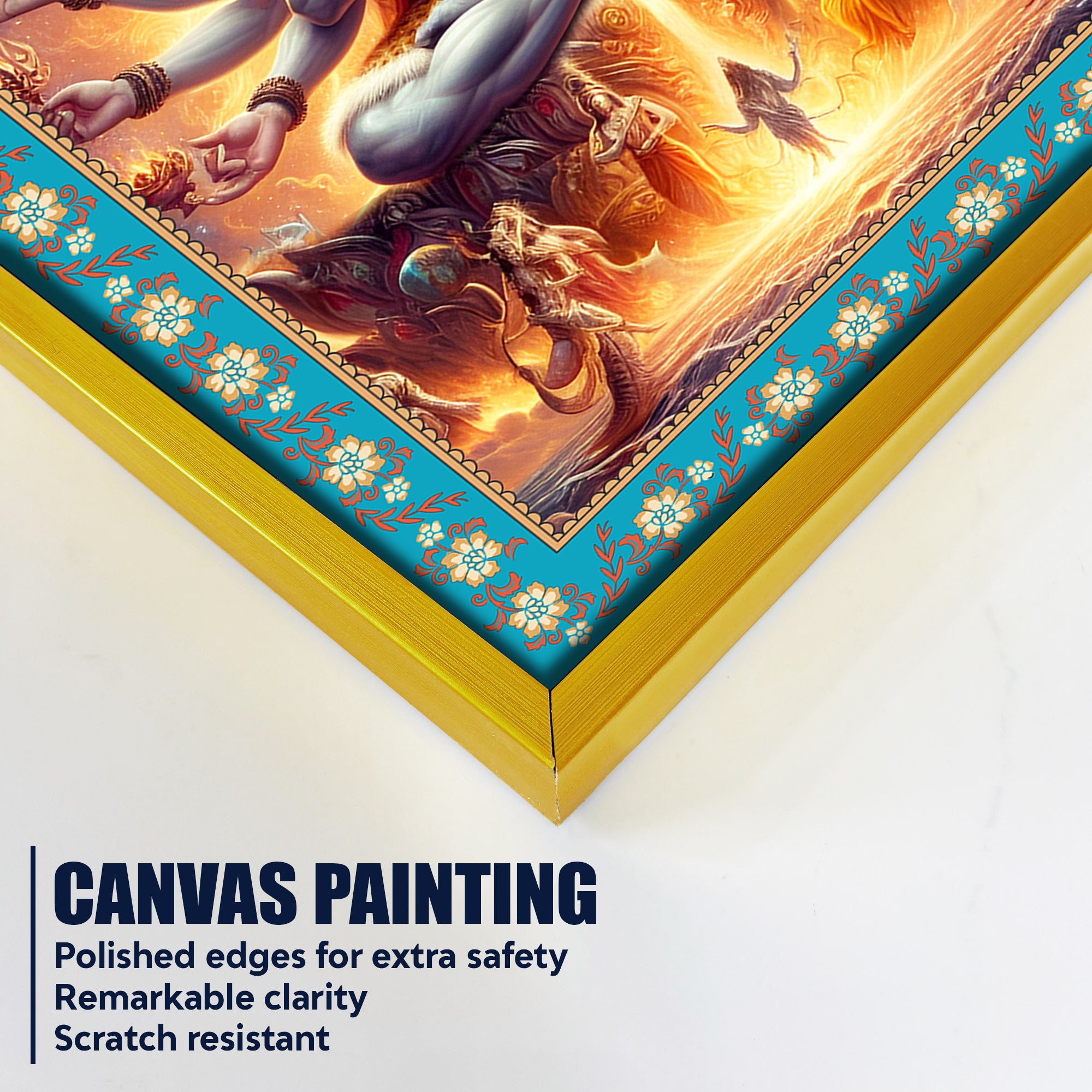 Lord Shiva in Cosmic Meditation Floral Border Vertical Wall Painting