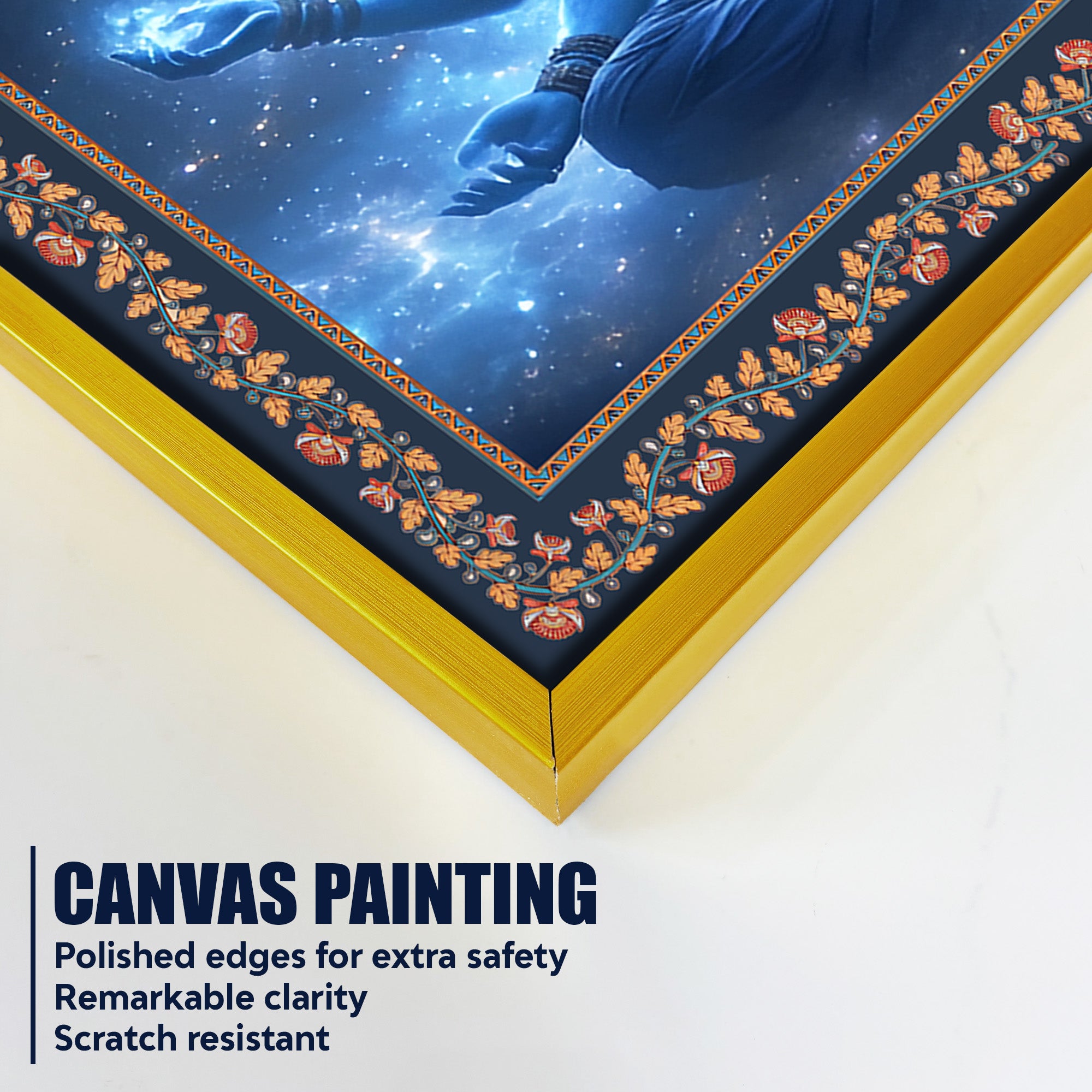 Lord Shiva New Creation and Renewal Floral Border Canvas Wall Painting