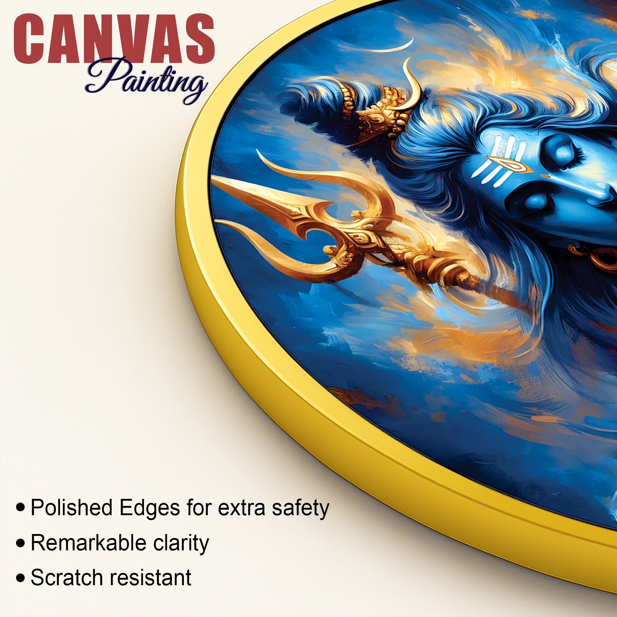 Lord Shiva Round Painting Wall Art for Living Room Spiritual Home Decor