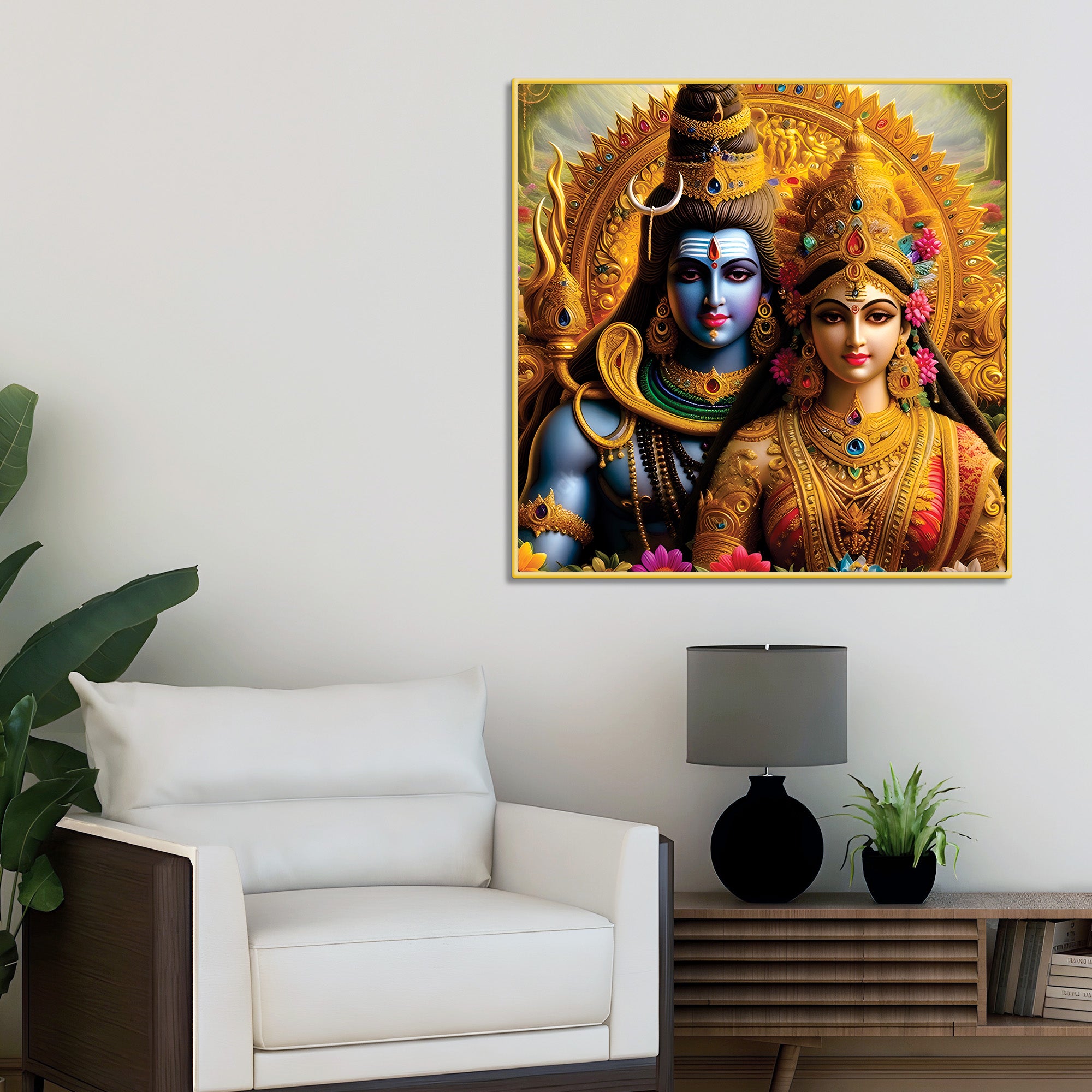 Lord Shiva Sacred Canvas Wall Art Mahadev Trishul Painting