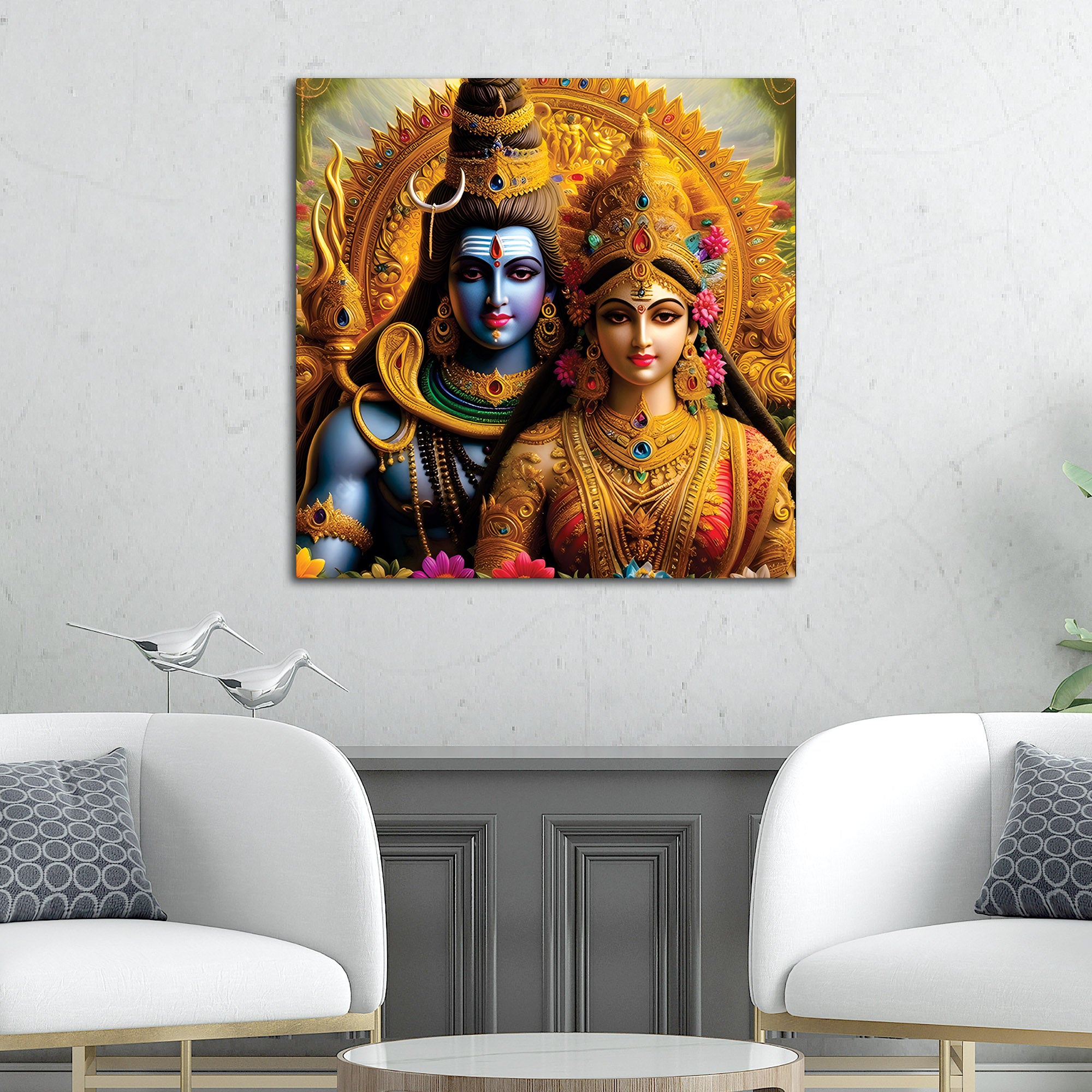 Lord Shiva Sacred Canvas Wall Art Mahadev Trishul Painting