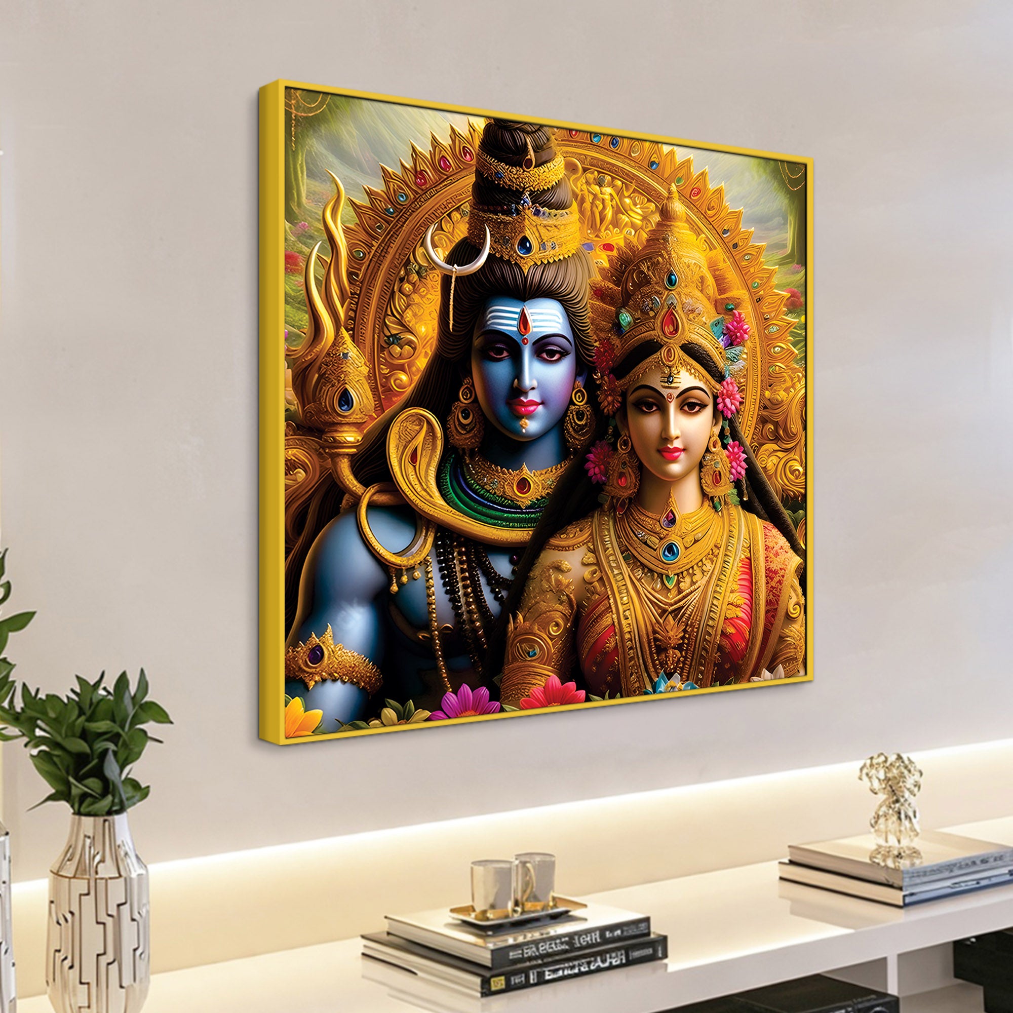 Lord Shiva Sacred Canvas Wall Art Mahadev Trishul Painting