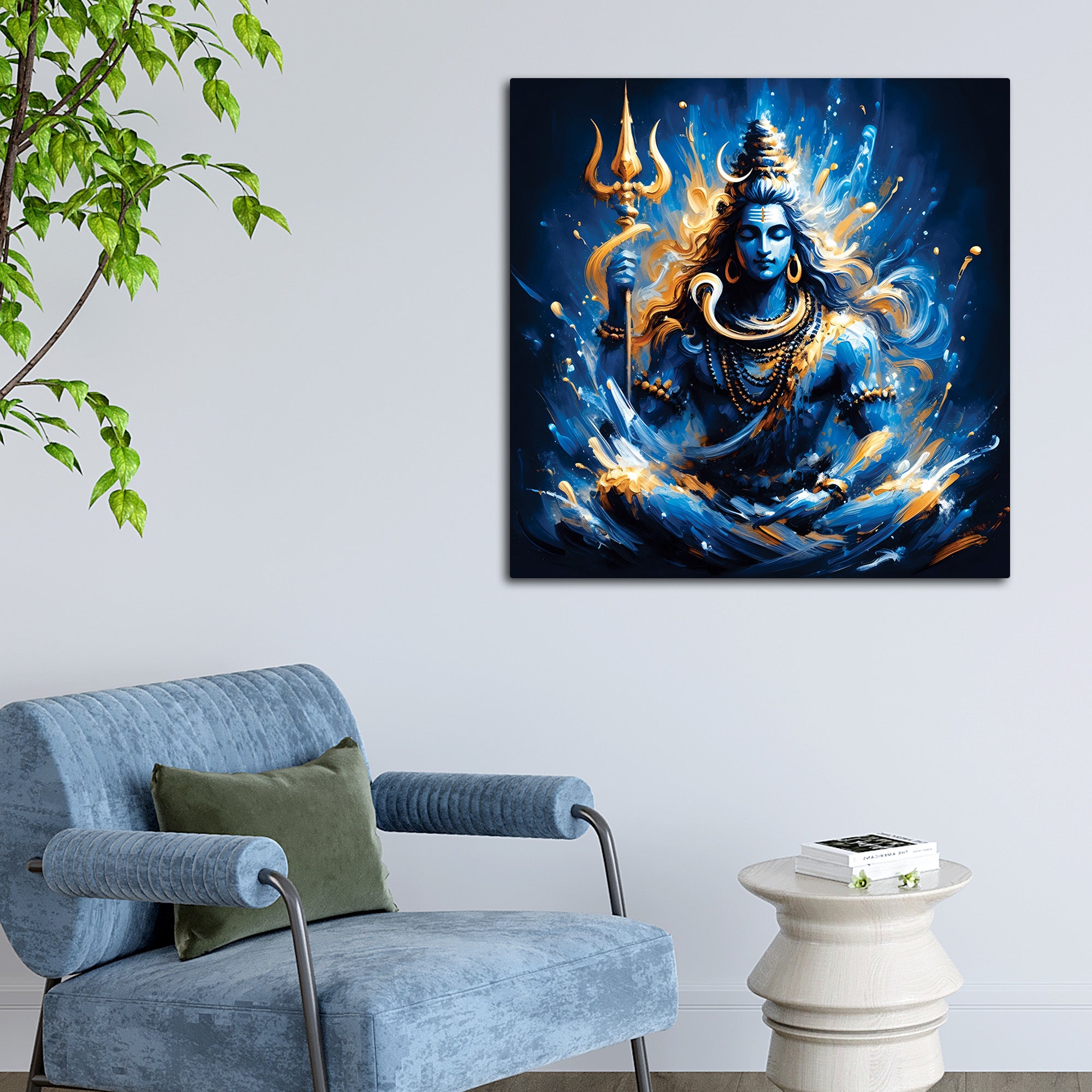 Lord Shiva Spiritual Wall Painting Mahadev Trishul Artwork