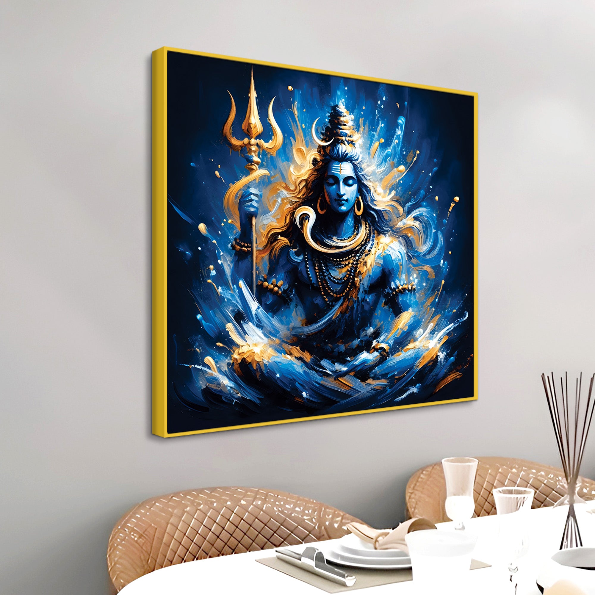 Lord Shiva Spiritual Wall Painting Mahadev Trishul Artwork