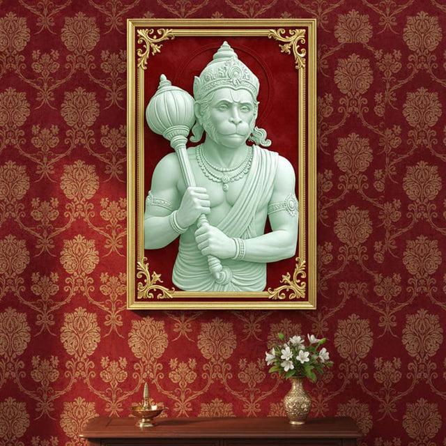Lord Shri Hanumanji 3D Wall Art for Home Décor – Handcrafted Devotional Art
