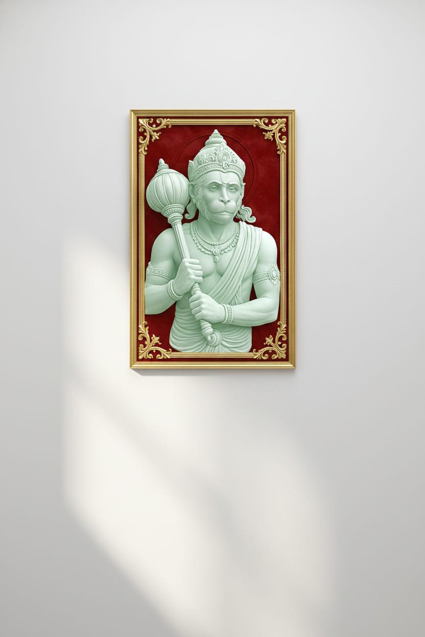 Lord Shri Hanumanji 3D Wall Art for Home Décor – Handcrafted Devotional Art