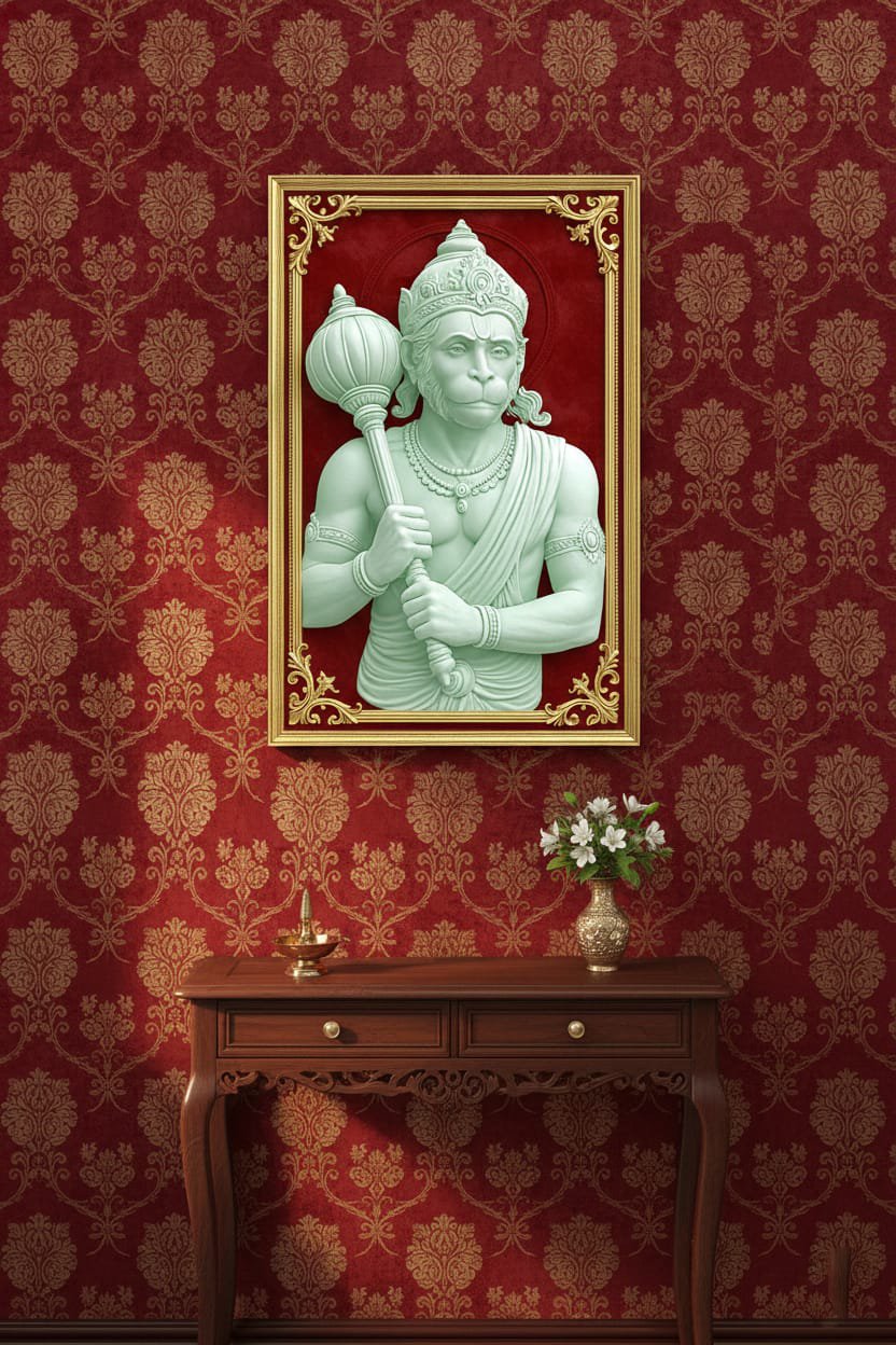 Lord Shri Hanumanji 3D Wall Art for Home Décor – Handcrafted Devotional Art