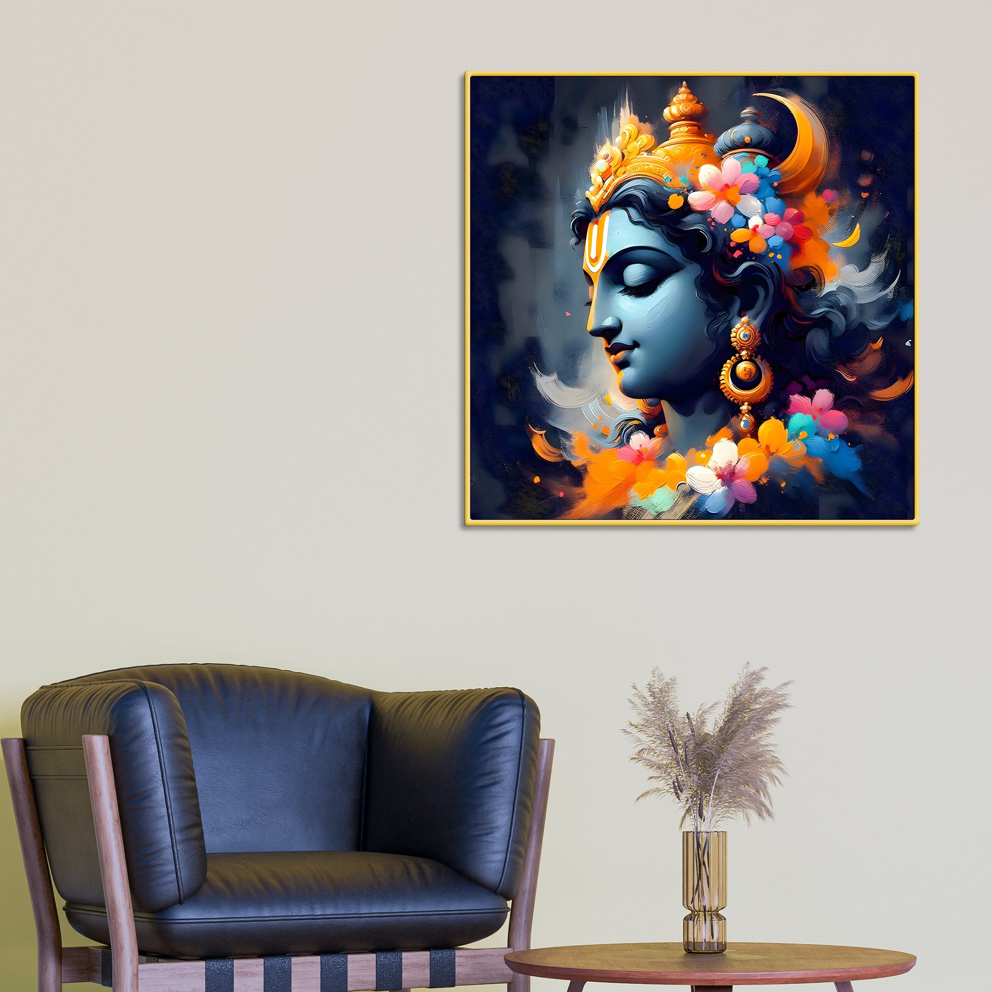 Lord Shri Krishna Modern Wall Art Canvas Painting for Home & Office