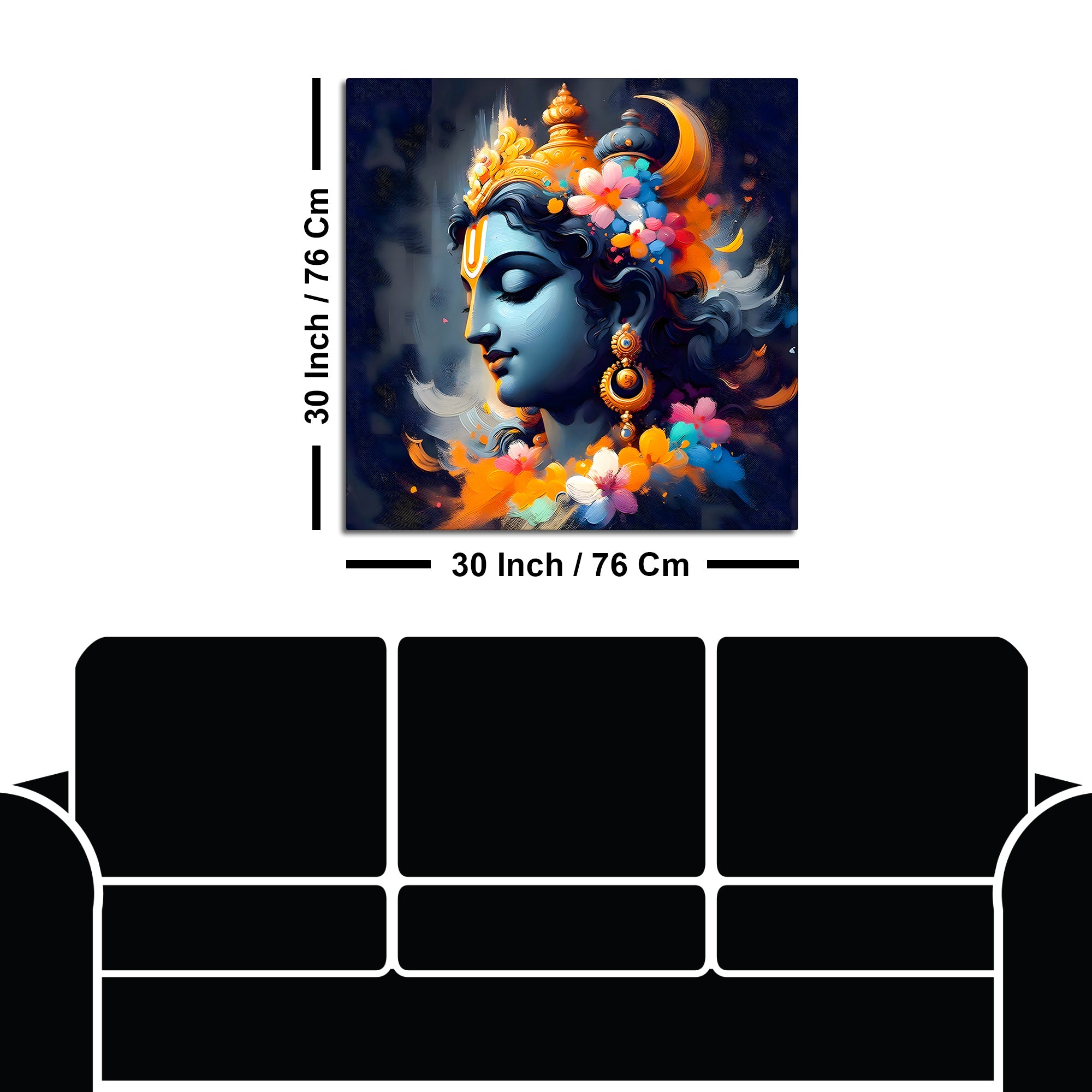 Lord Shri Krishna Modern Wall Art Canvas Painting for Home & Office