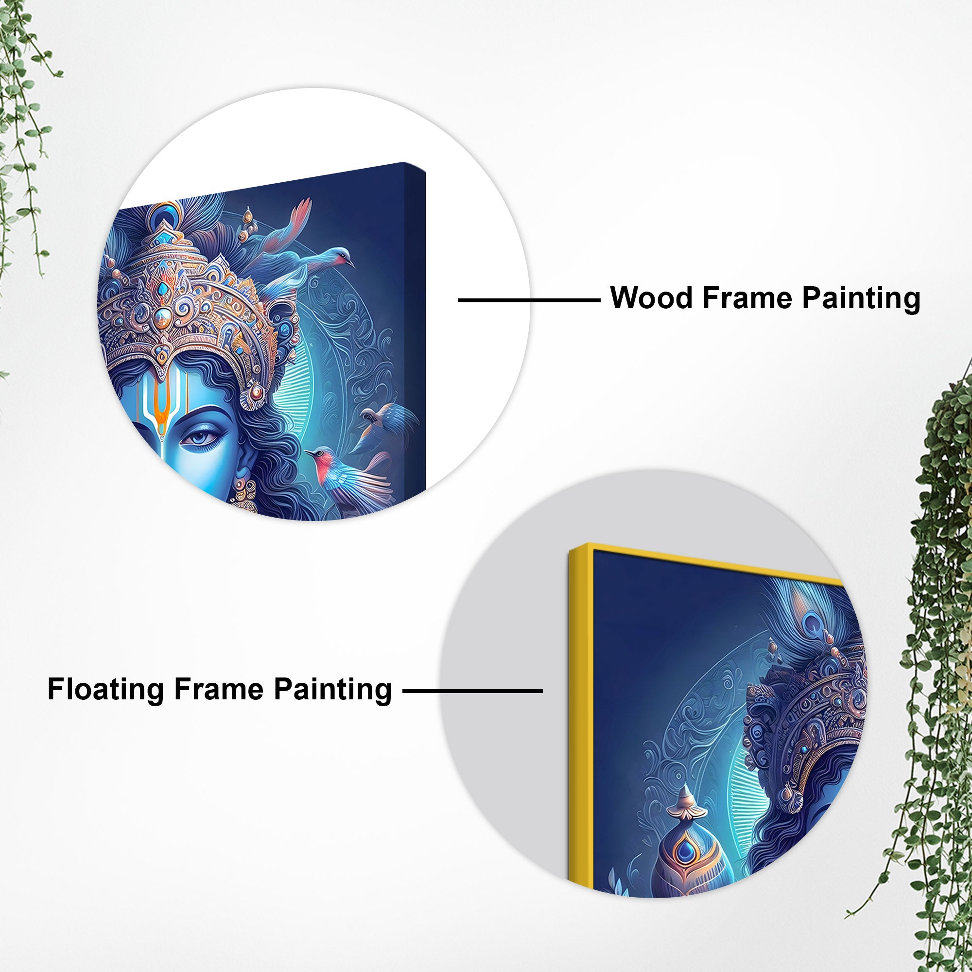 Lord Shri Krishna Mystical Blue Portrait Art – Modern Spiritual Canvas Wall Painting