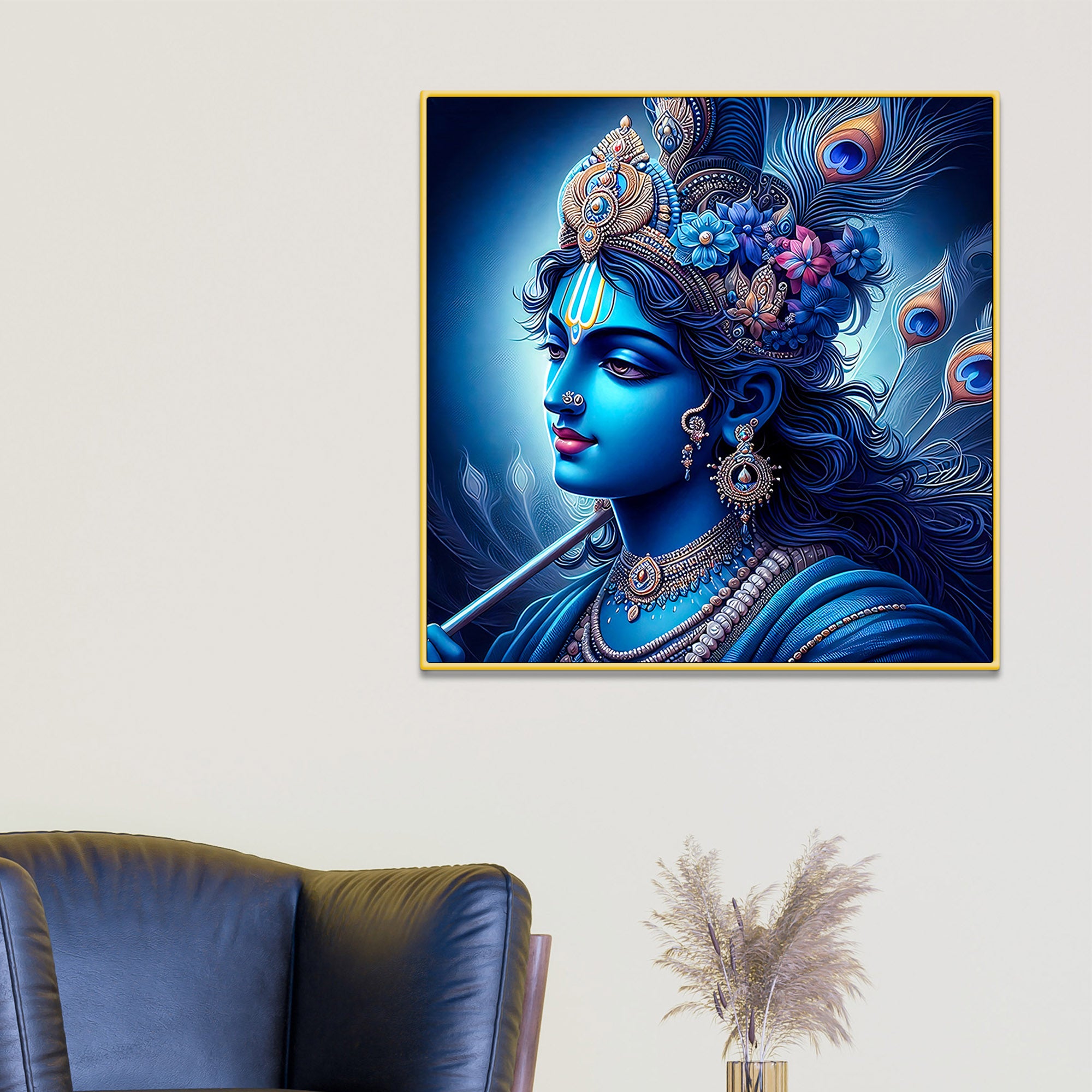 lord-shri-krishna-royal-blue-portrait-art-modern-devotional-canvas-wall-painting