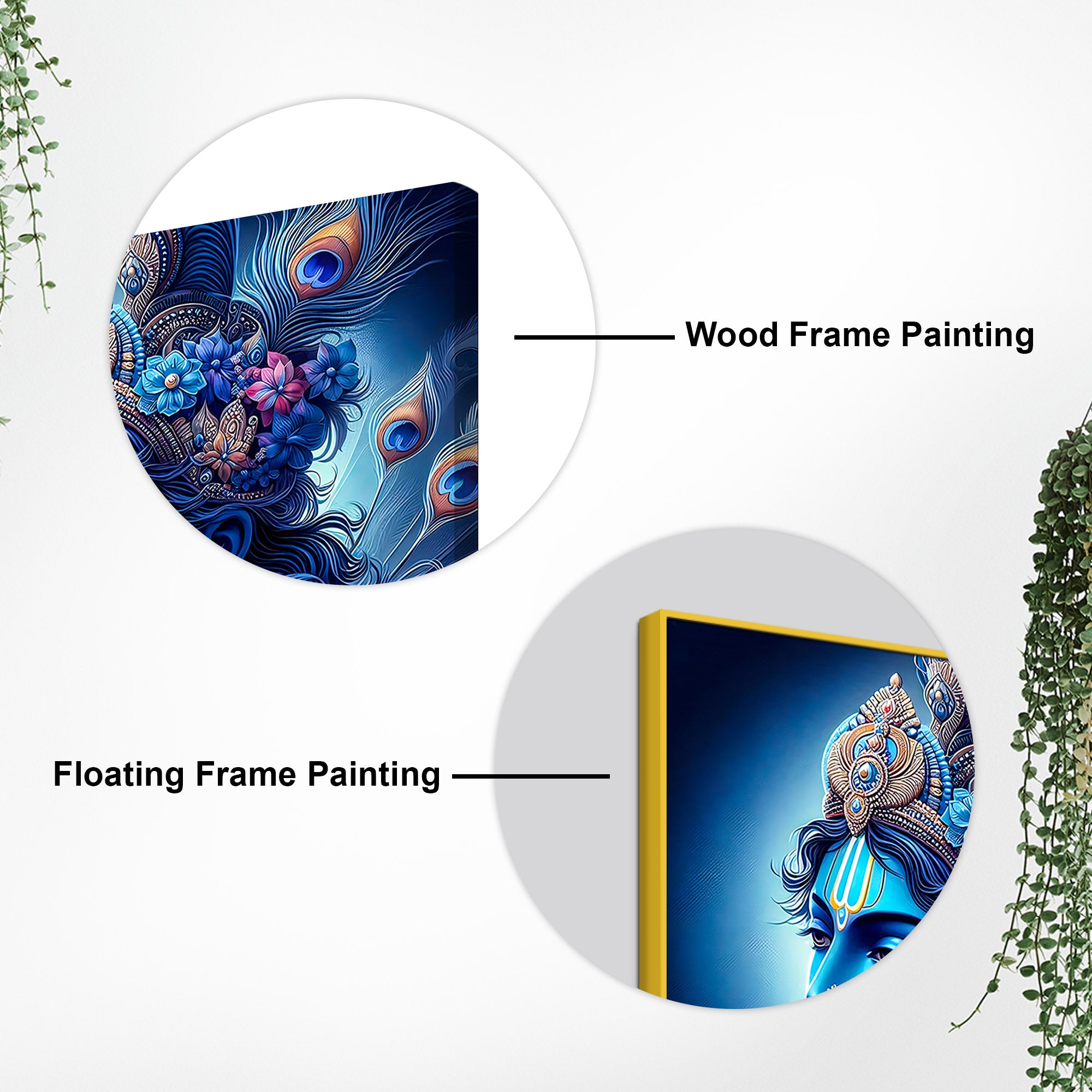 Lord Shri Krishna Royal Blue Portrait Art – Modern Devotional Canvas Wall Painting