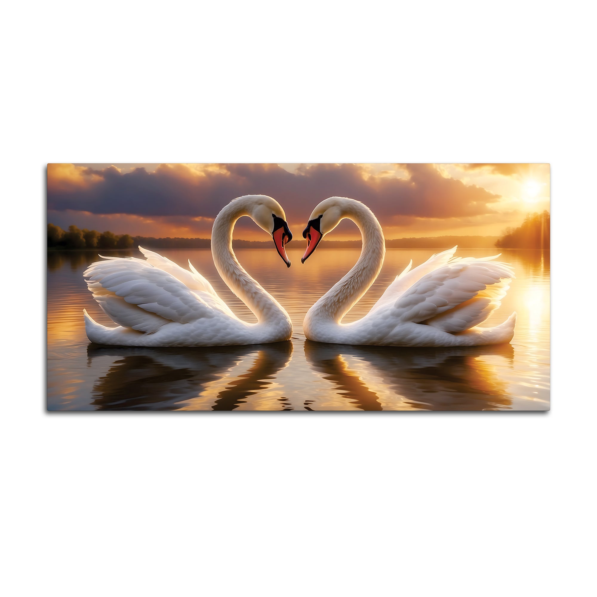 Love Swan Pair Canvas Painting for Bedroom & Living Room Wall