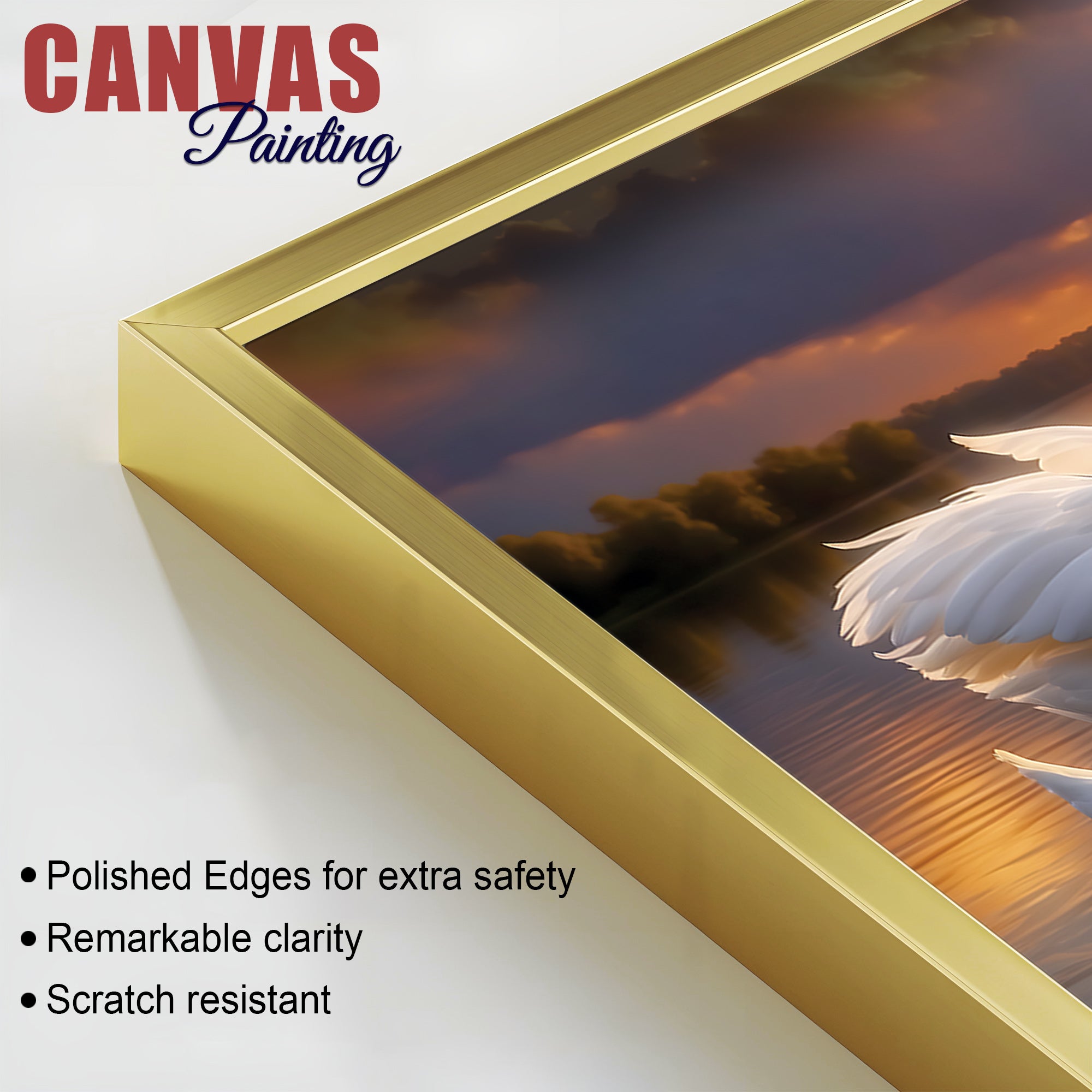 Love Swan Pair Canvas Painting for Bedroom & Living Room Wall