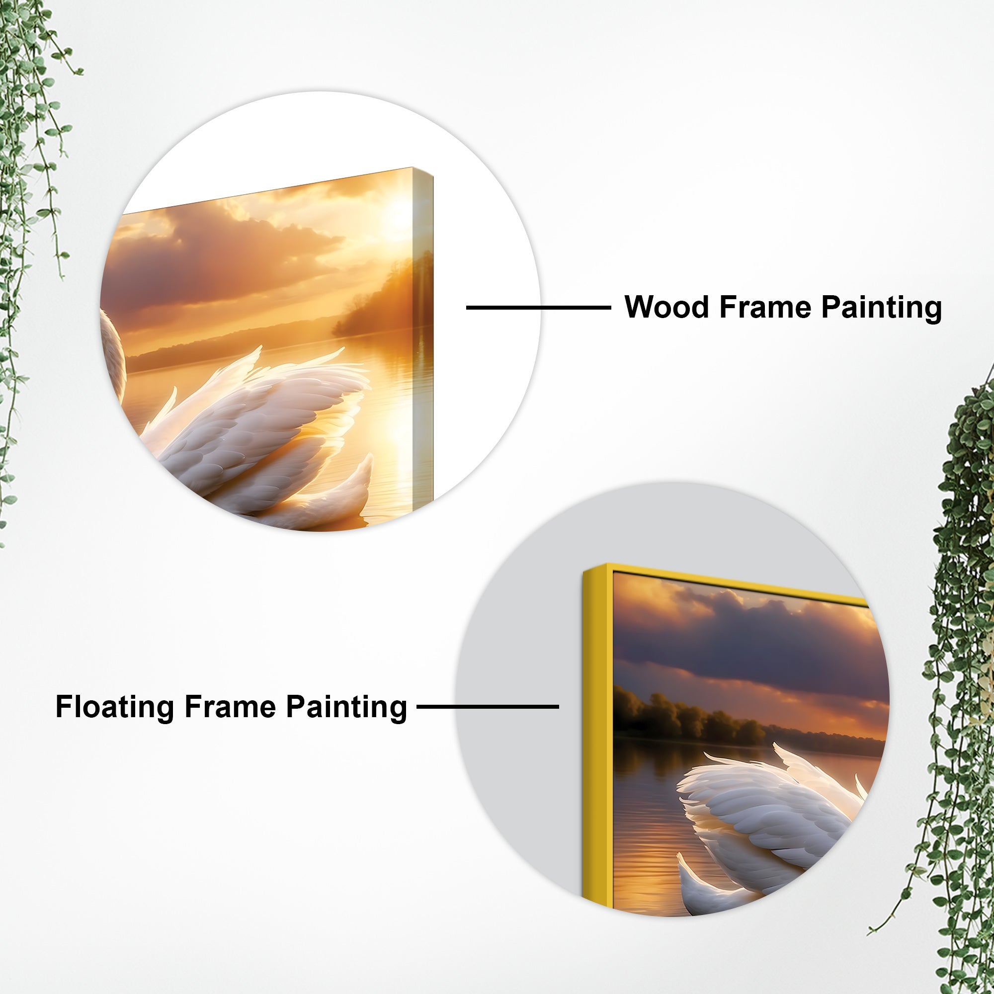 Love Swan Pair Canvas Painting for Bedroom & Living Room Wall