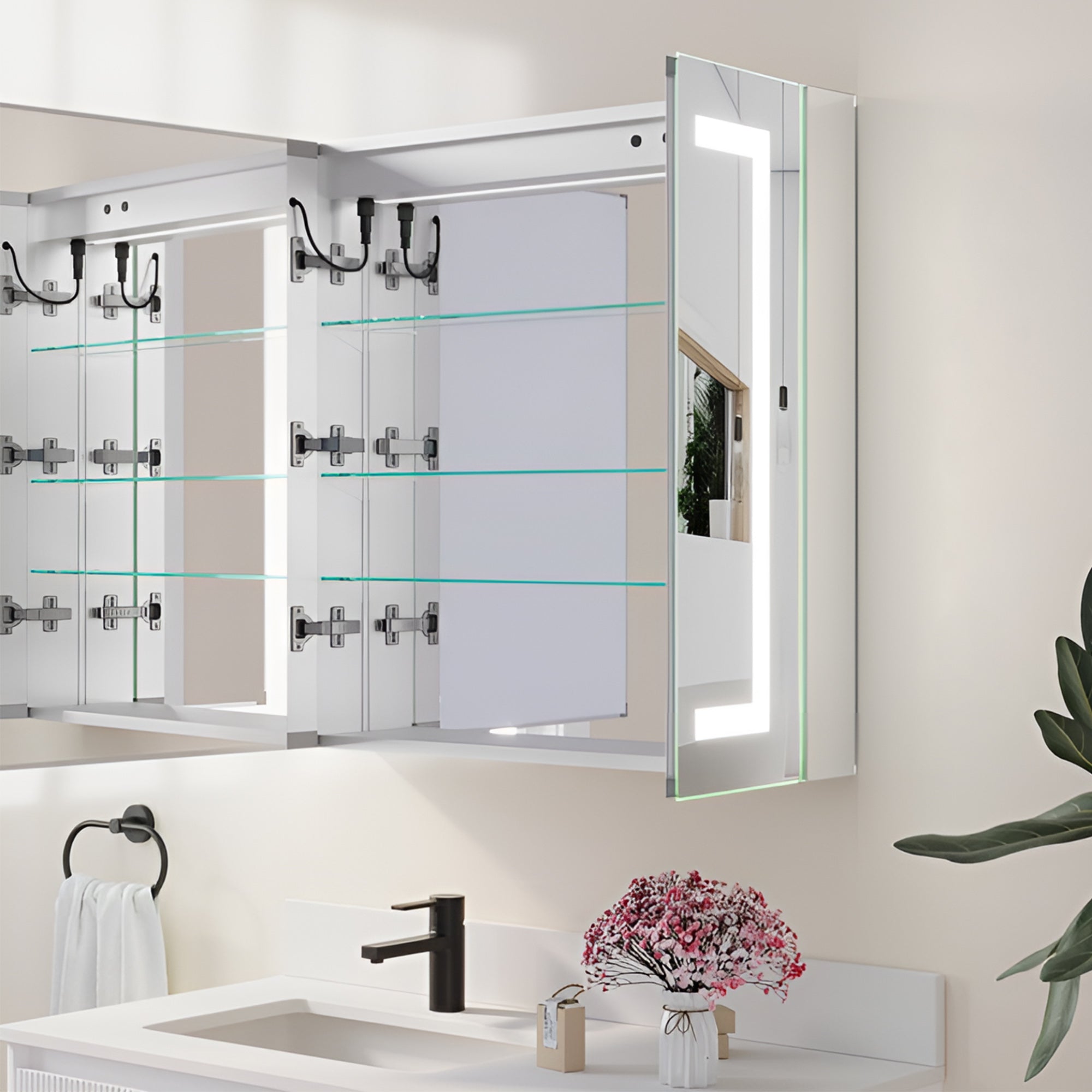 LumeView Dual Door Smart Touch Vanity with Storage Cabinet Mirror