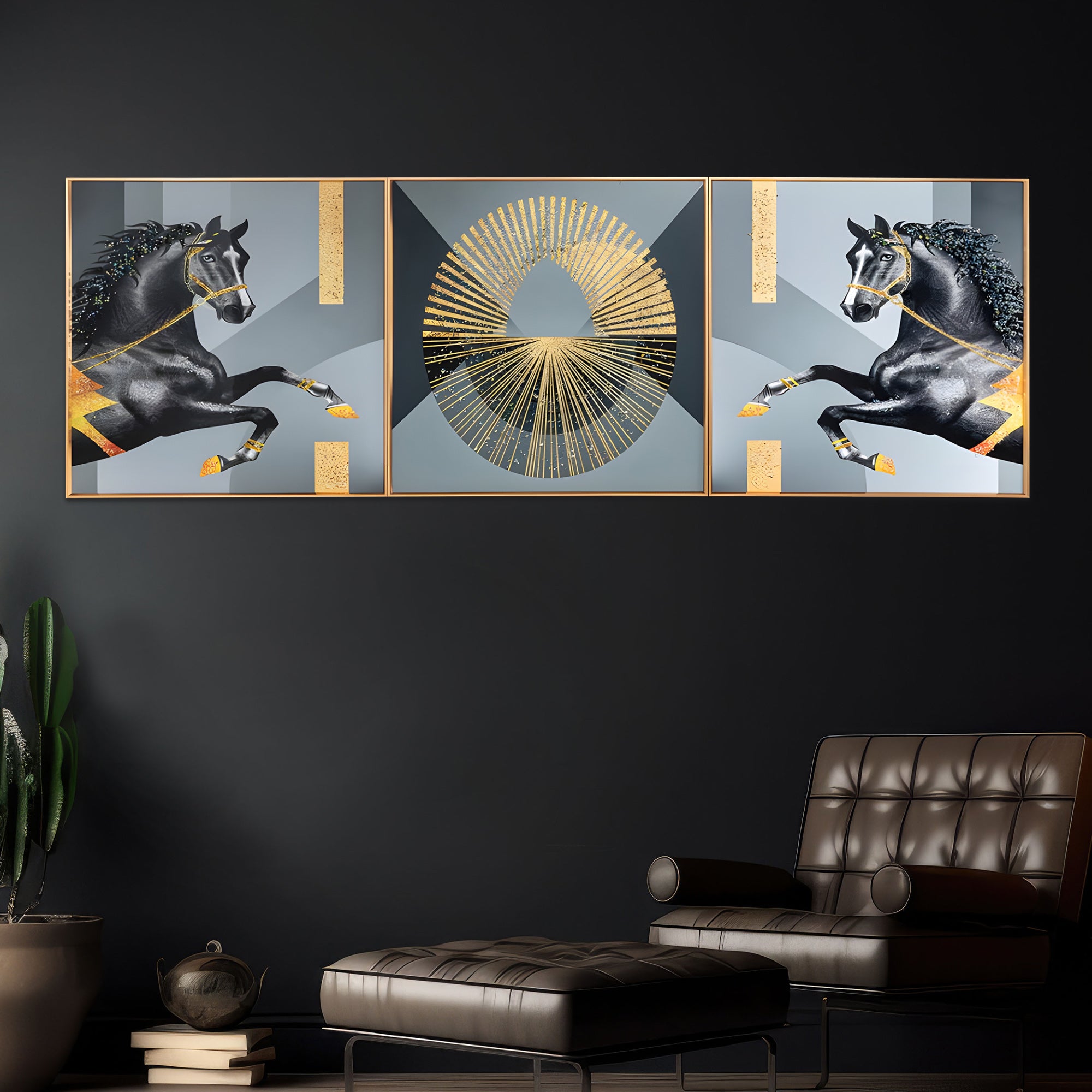 Luminescent Equine Charms Crystal Glass Premium Painting Set of 3