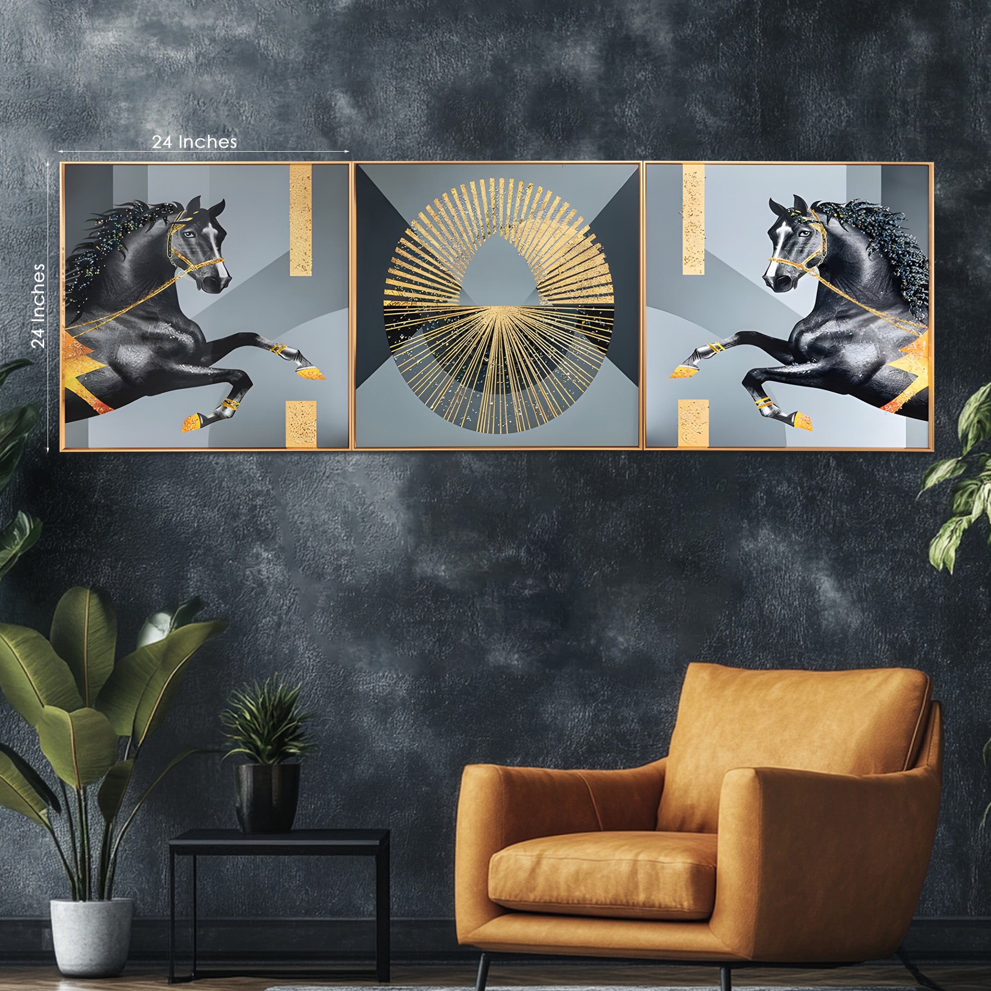 Luminescent Equine Charms Crystal Glass Premium Painting Set of 3