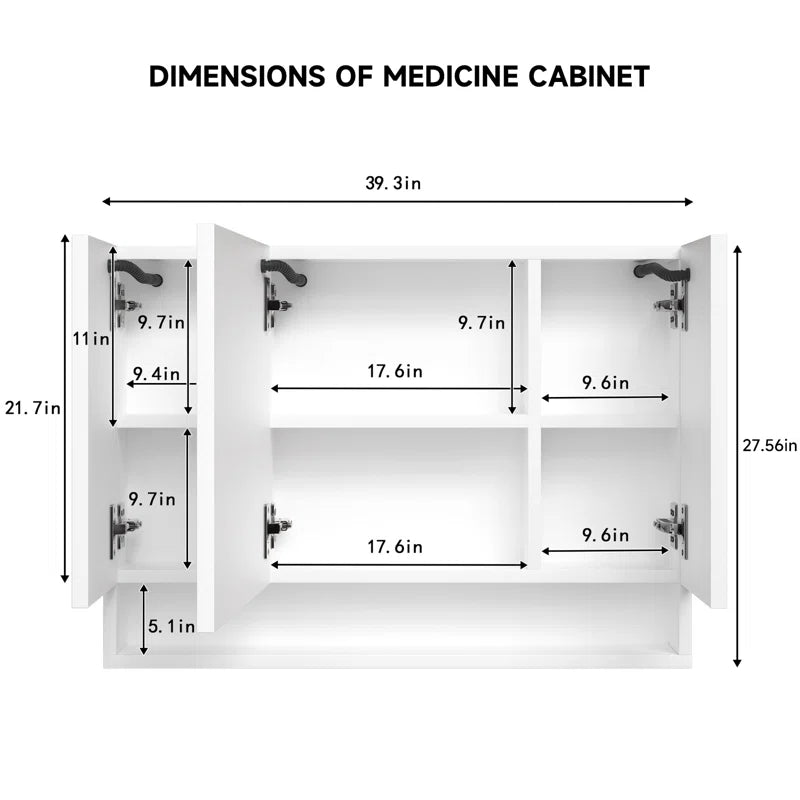 Luxury Bathroom Mirror Unit with LED Lights and Built-in Shelf