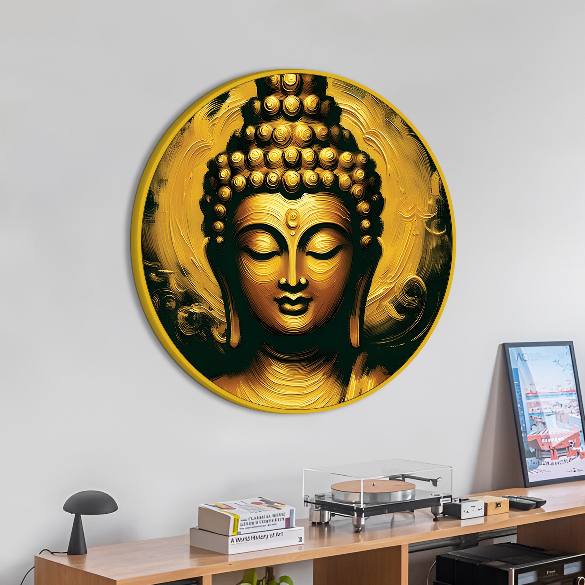 Luxury Buddha Round Canvas Painting