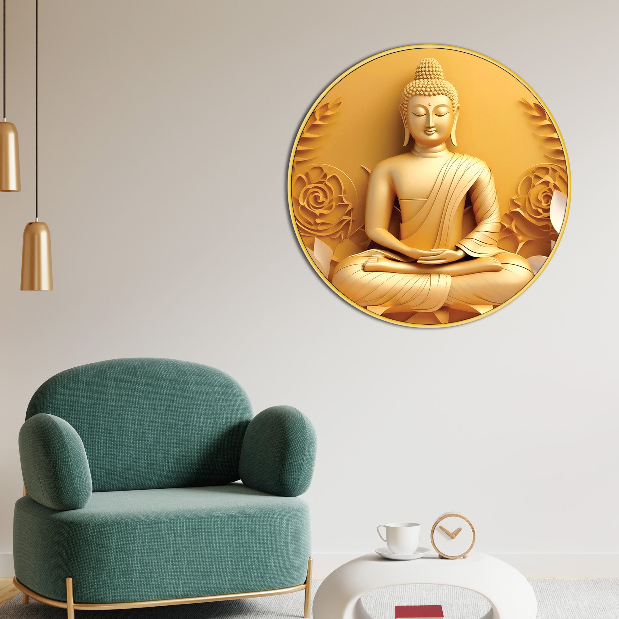 Luxury Buddha Round Spiritual Canvas Painting