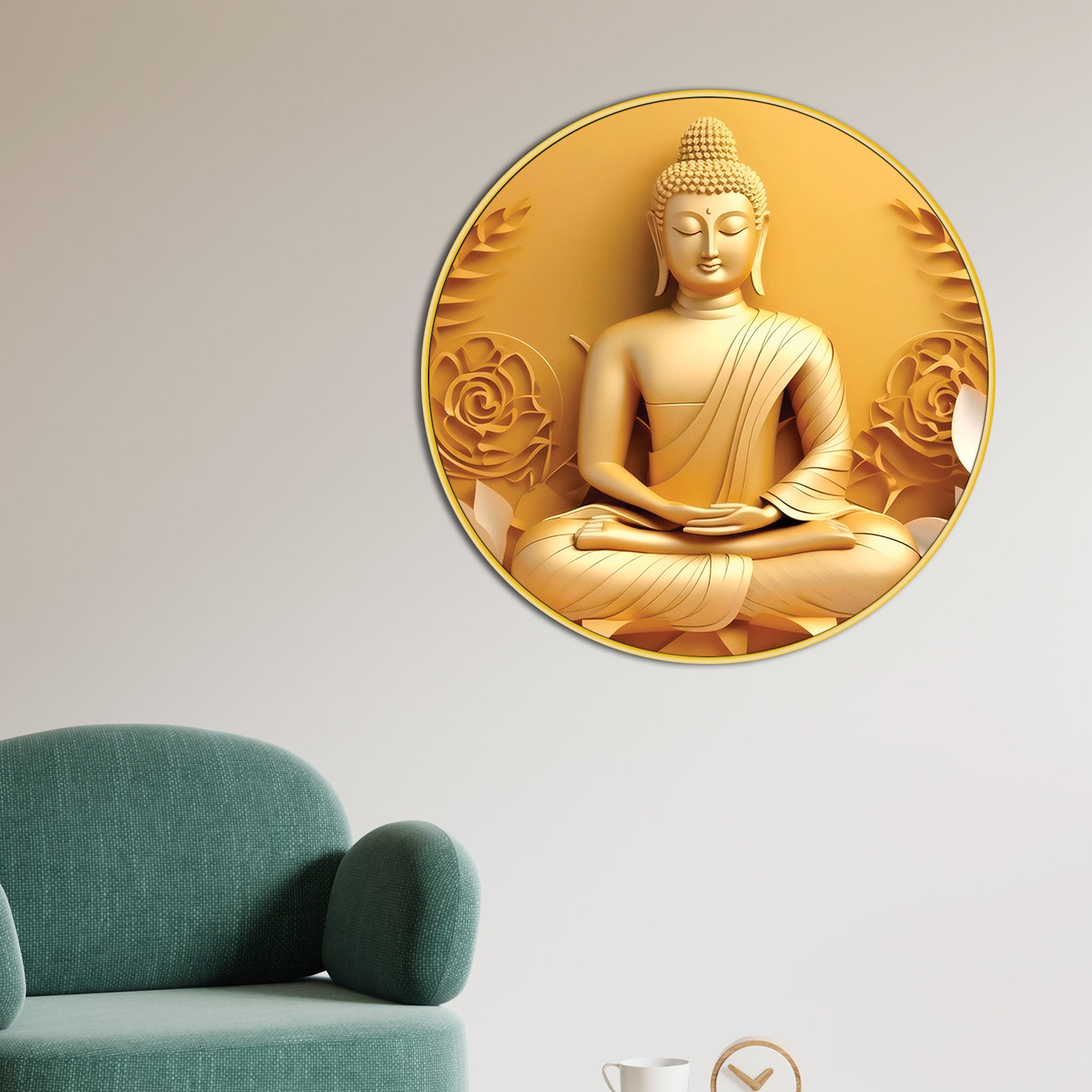 Luxury Buddha Round Spiritual Canvas Painting
