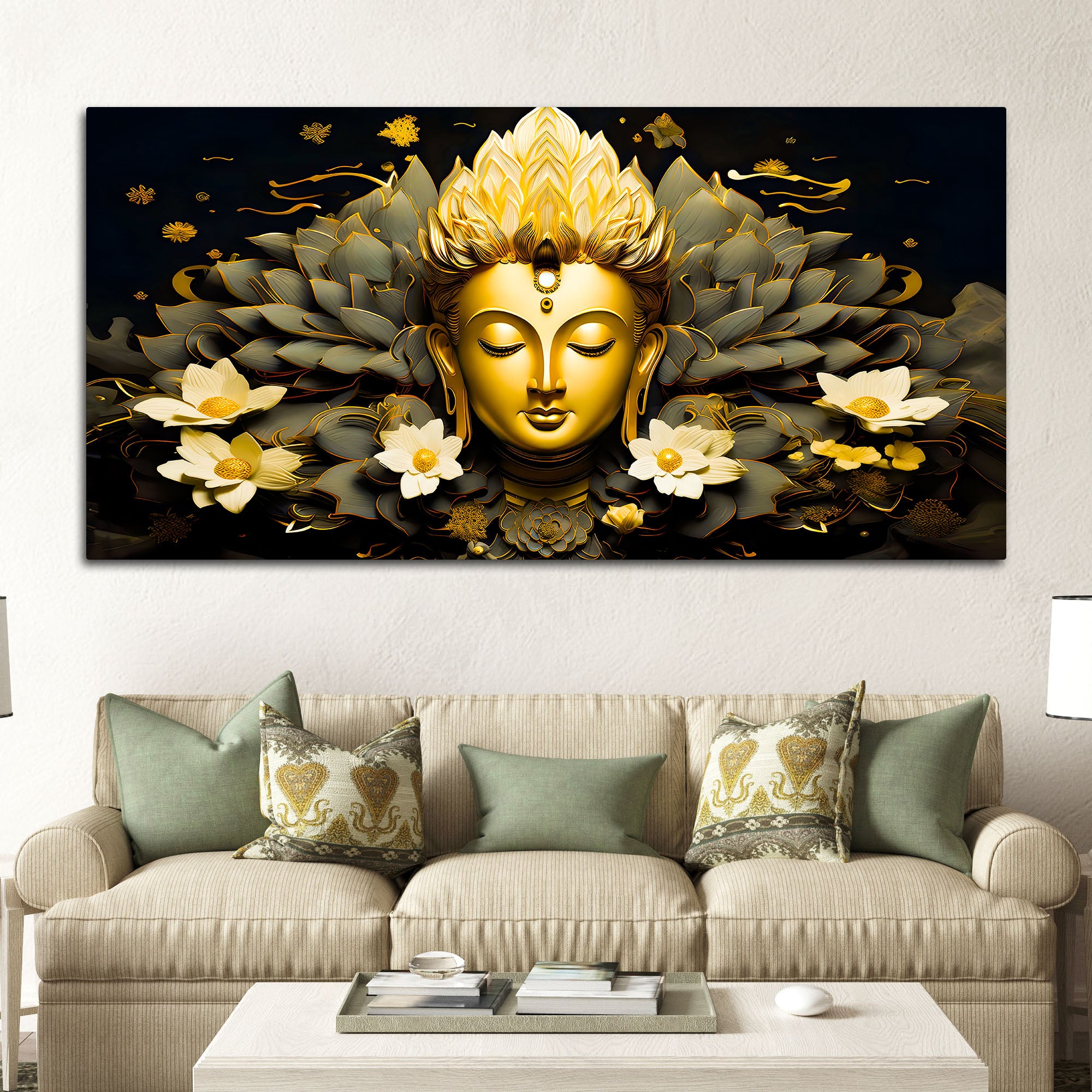 Luxury Buddha Spiritual Canvas Wall Painting