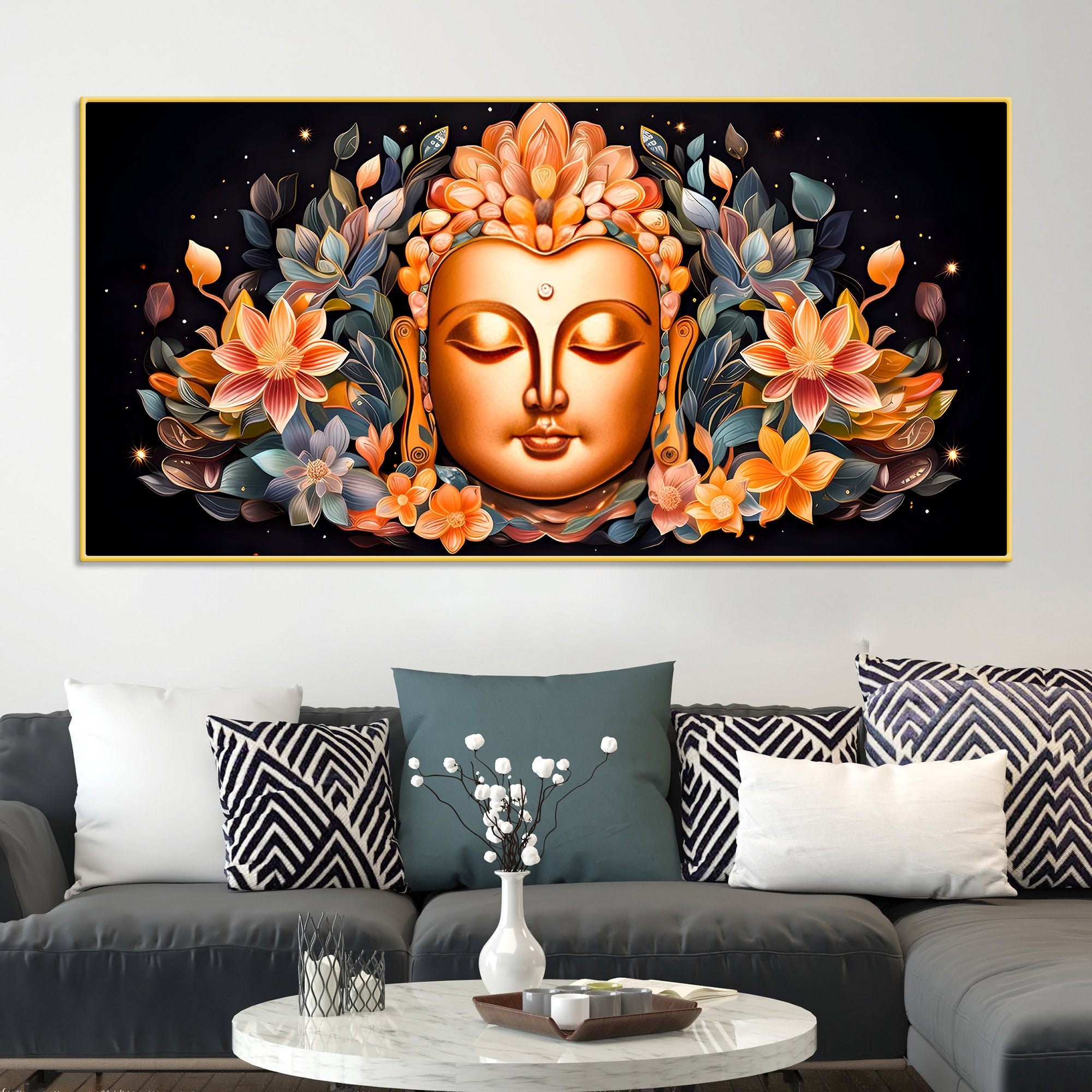 Luxury Buddha Wall Painting for Modern Home Decoration
