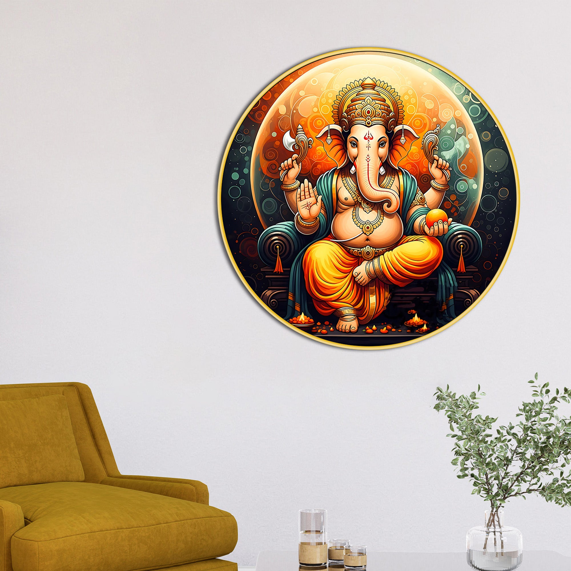 luxury-divine-ganesh-ji-round-shape-painting