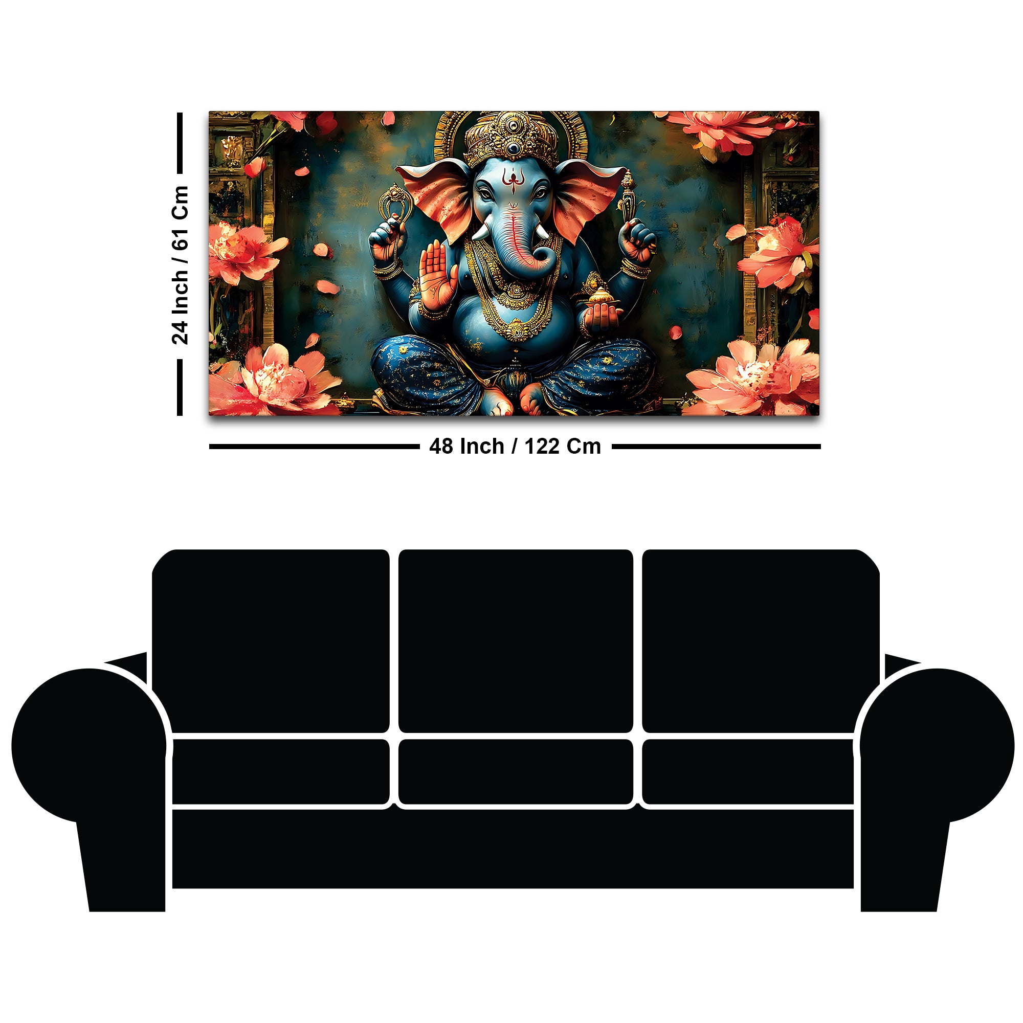 Luxury Divine Lord Ganpati Canvas Wall Painting for Elegant Interiors – Modern Devotional Wall Decor