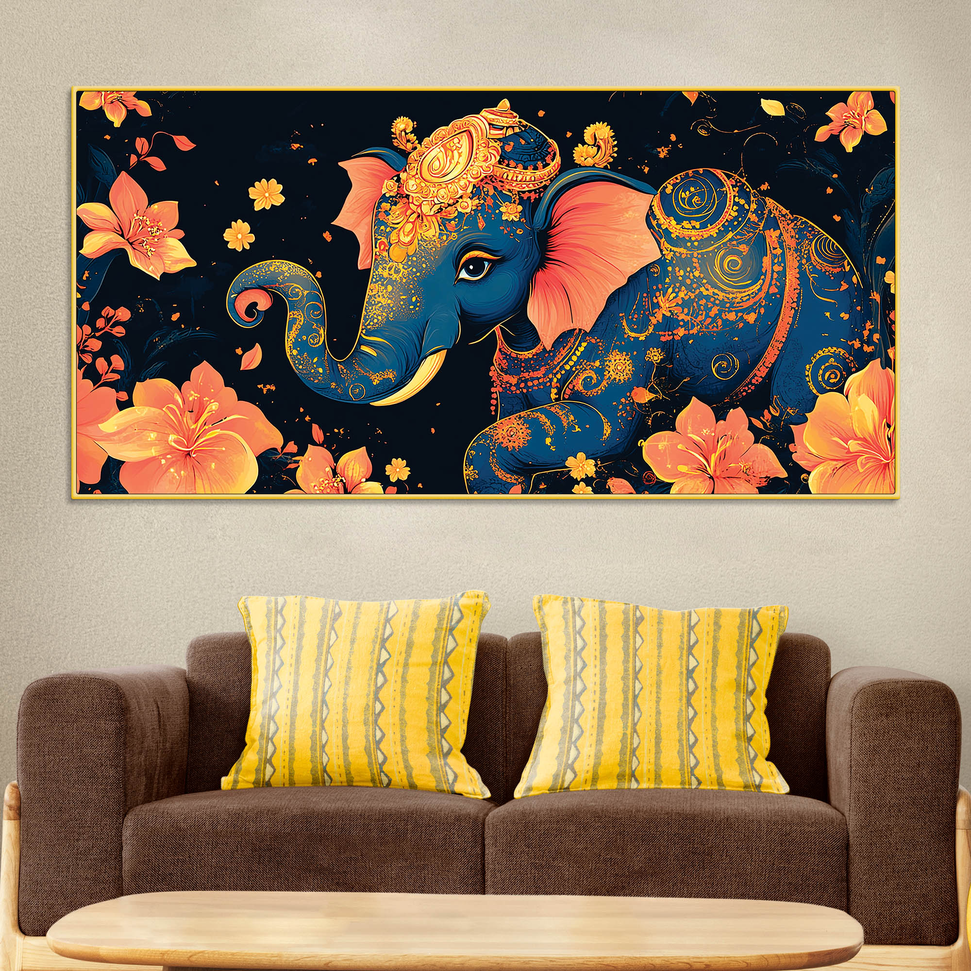 Luxury Elephant Art Premium Canvas Wall Painting