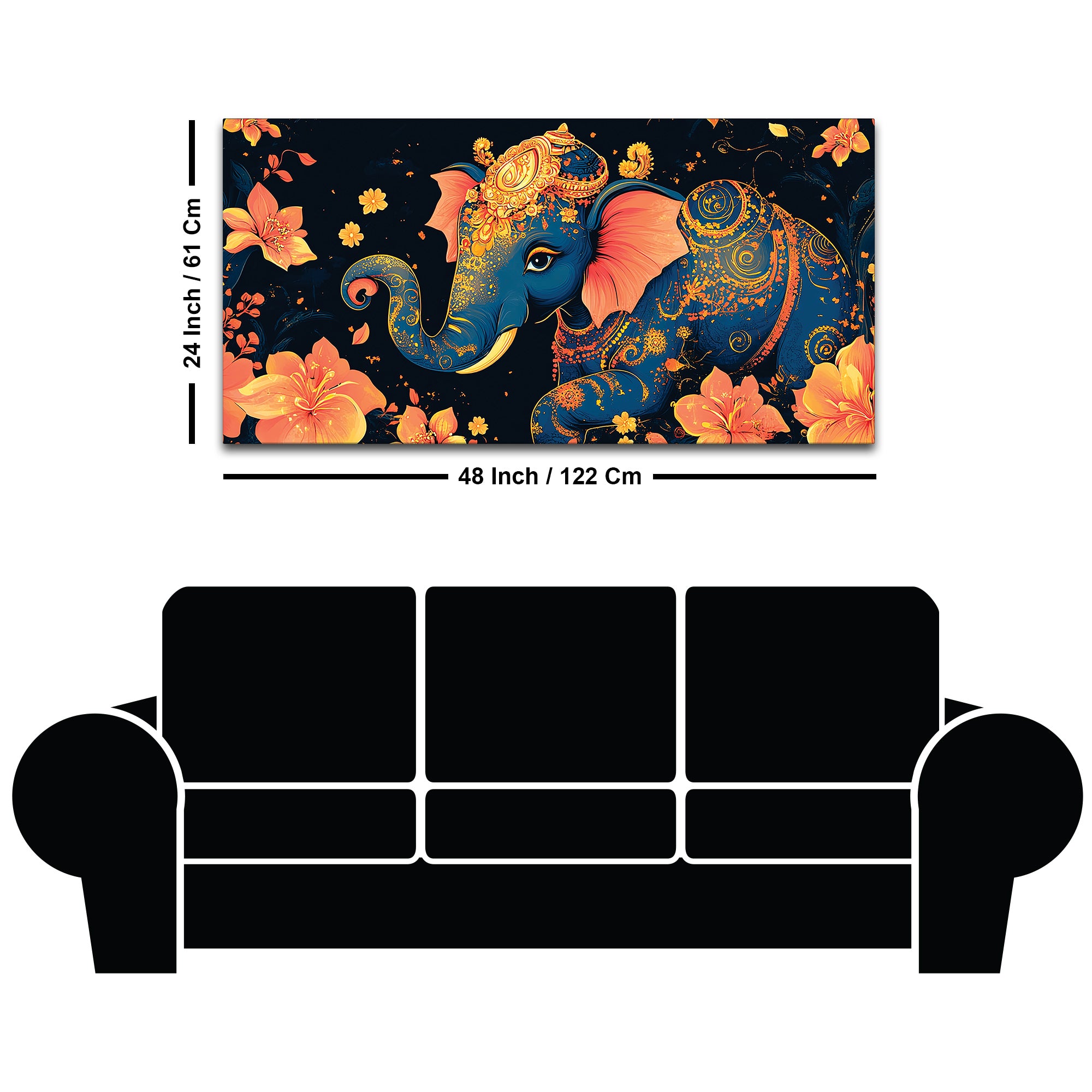 Luxury Elephant Art Premium Canvas Wall Painting