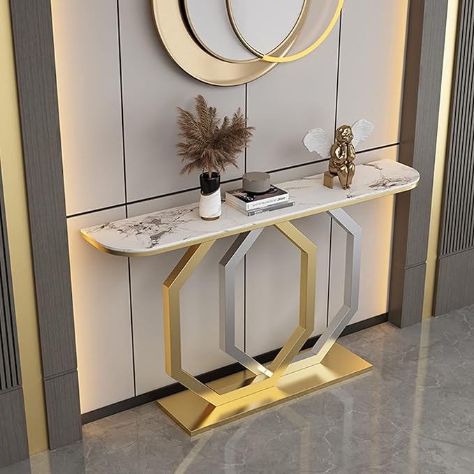 Luxury Entryway Console Table with Artistic Hexagon Legs