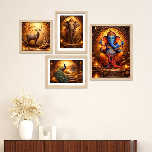 luxury-ganesha-wildlife-wall-frame-set-of-four