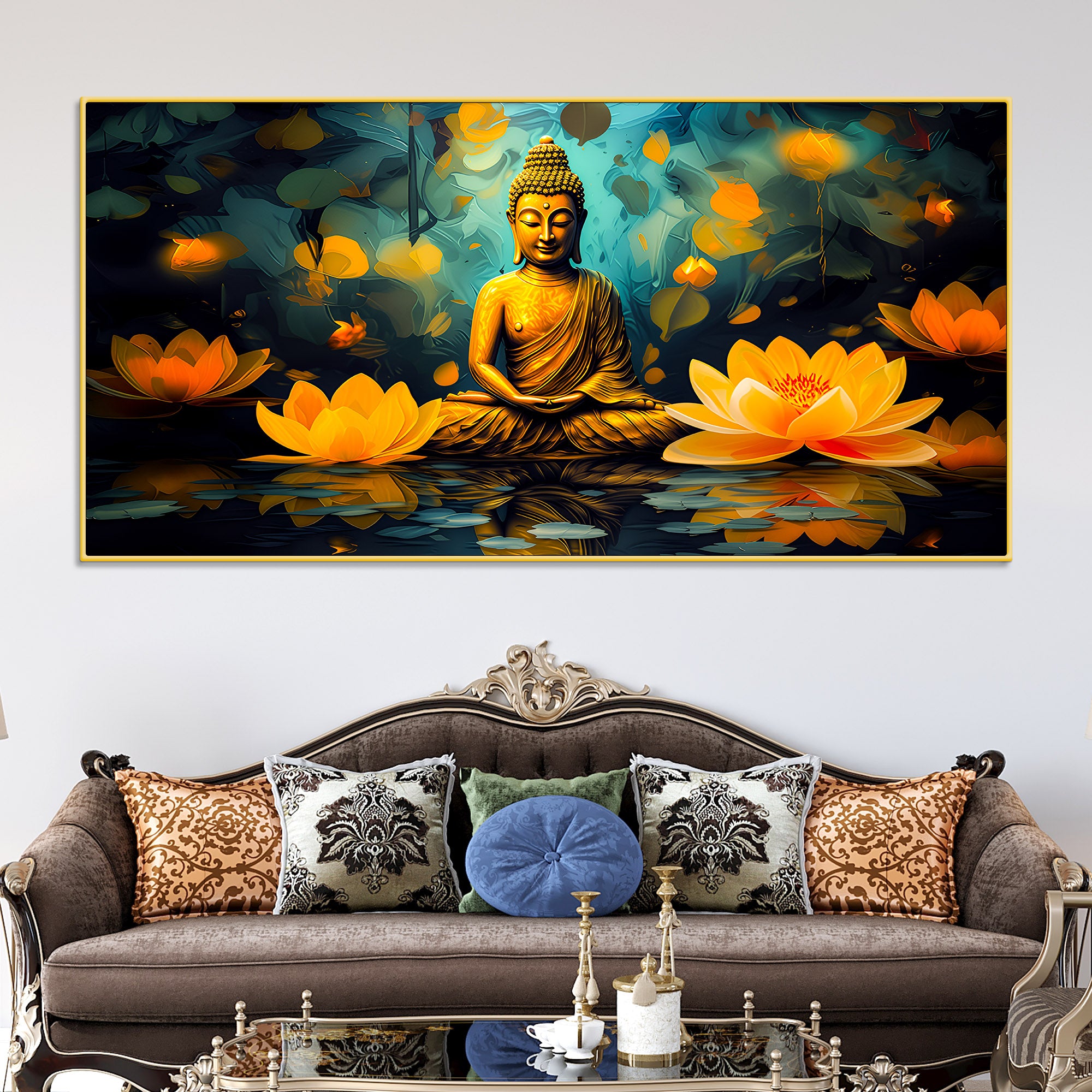 Luxury Gautam Buddha Canvas Painting for Elegant Wall Décor