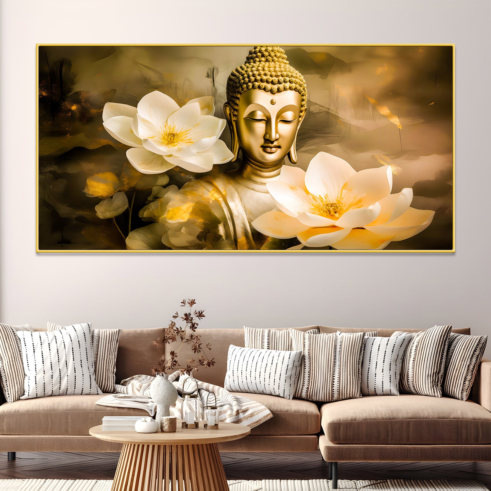 Luxury Gautam Buddha Wall Painting for Modern Living Room