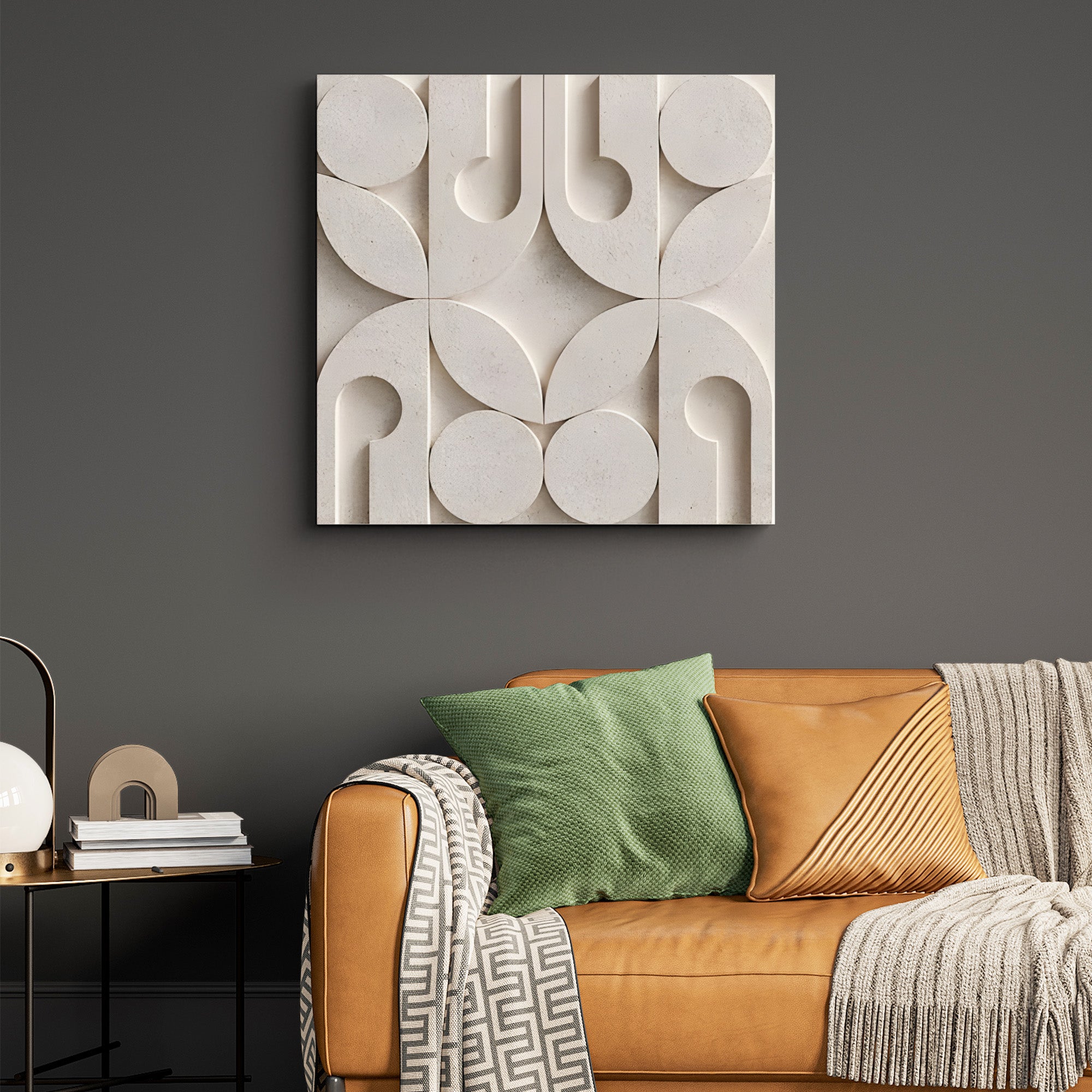 Luxury Geometric Relief in Stone Finish 3D Wall Art Home Decor