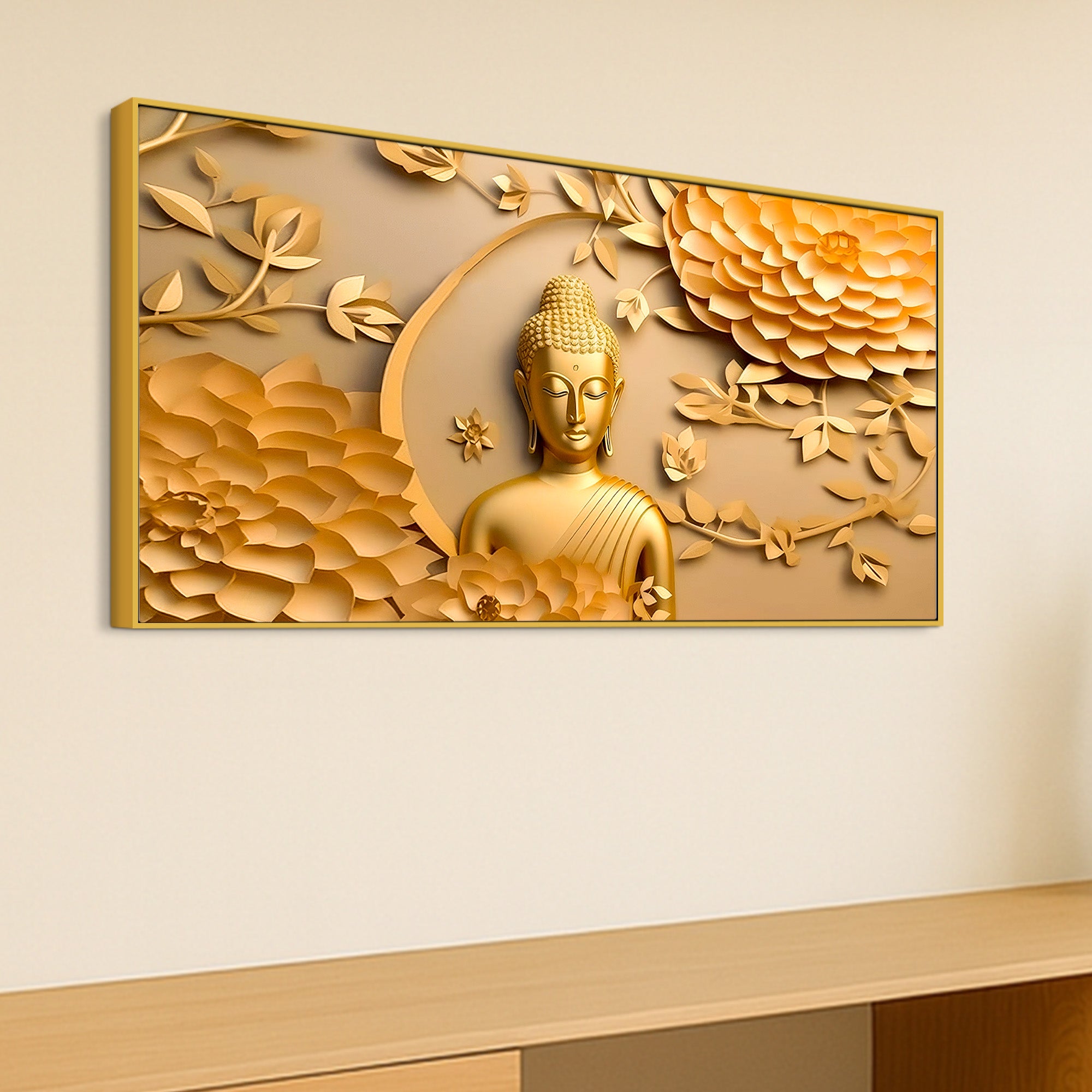 Luxury Golden Buddha Canvas Wall Painting for Living Room