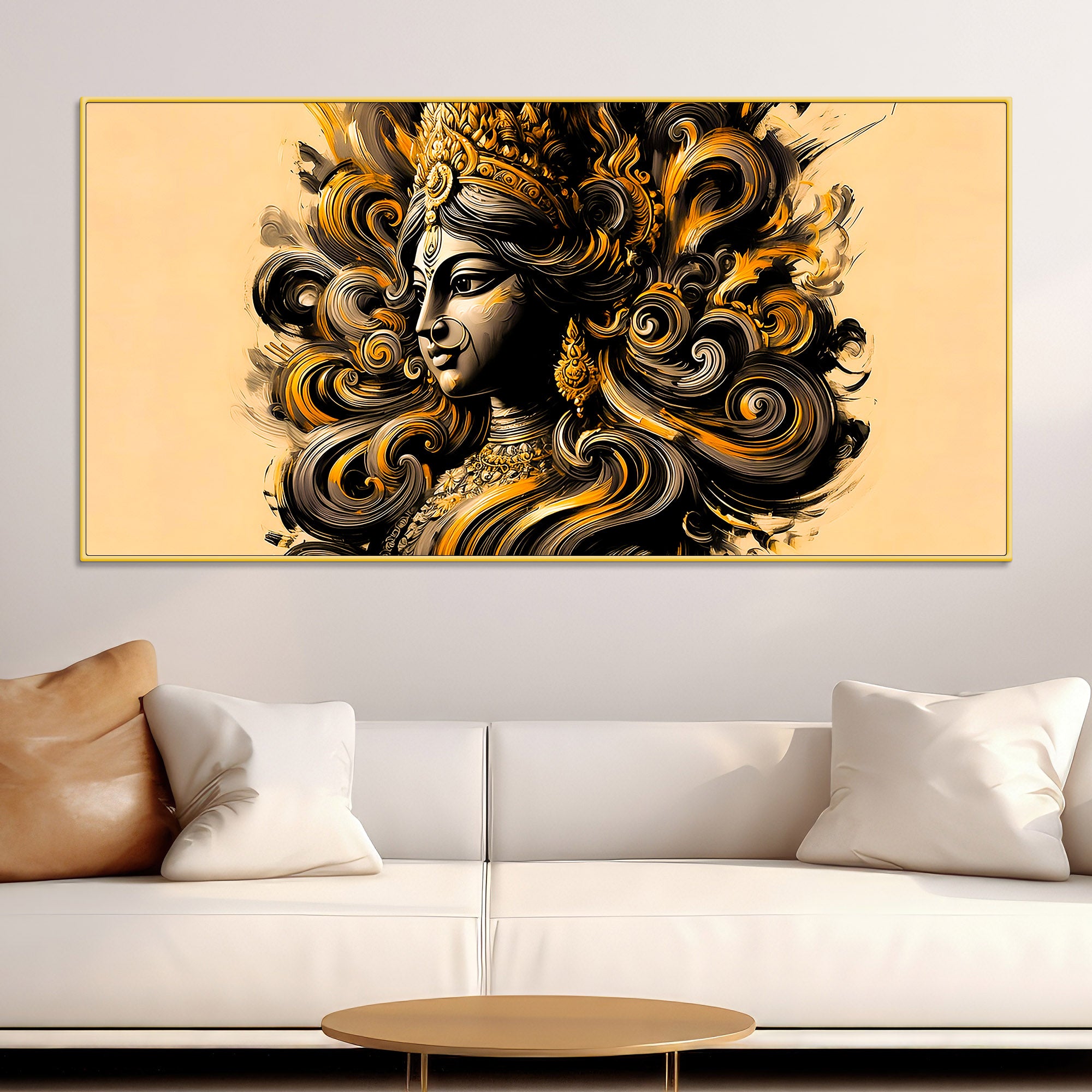 Luxury Golden Durga Wall Painting for Décor