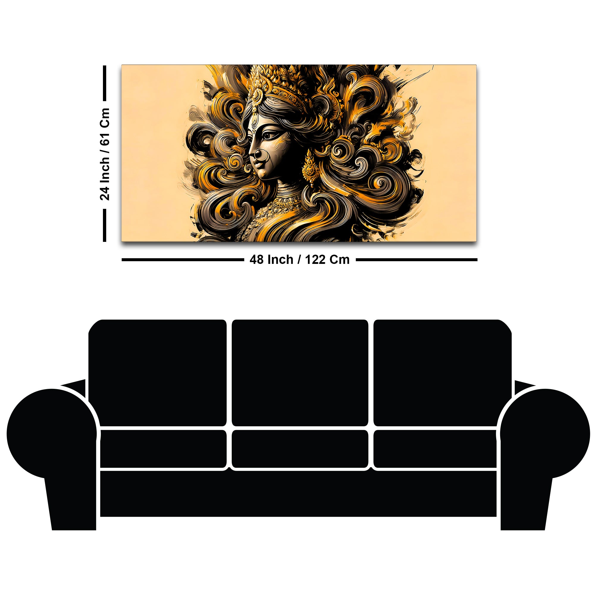 Luxury Golden Durga Wall Painting for Décor