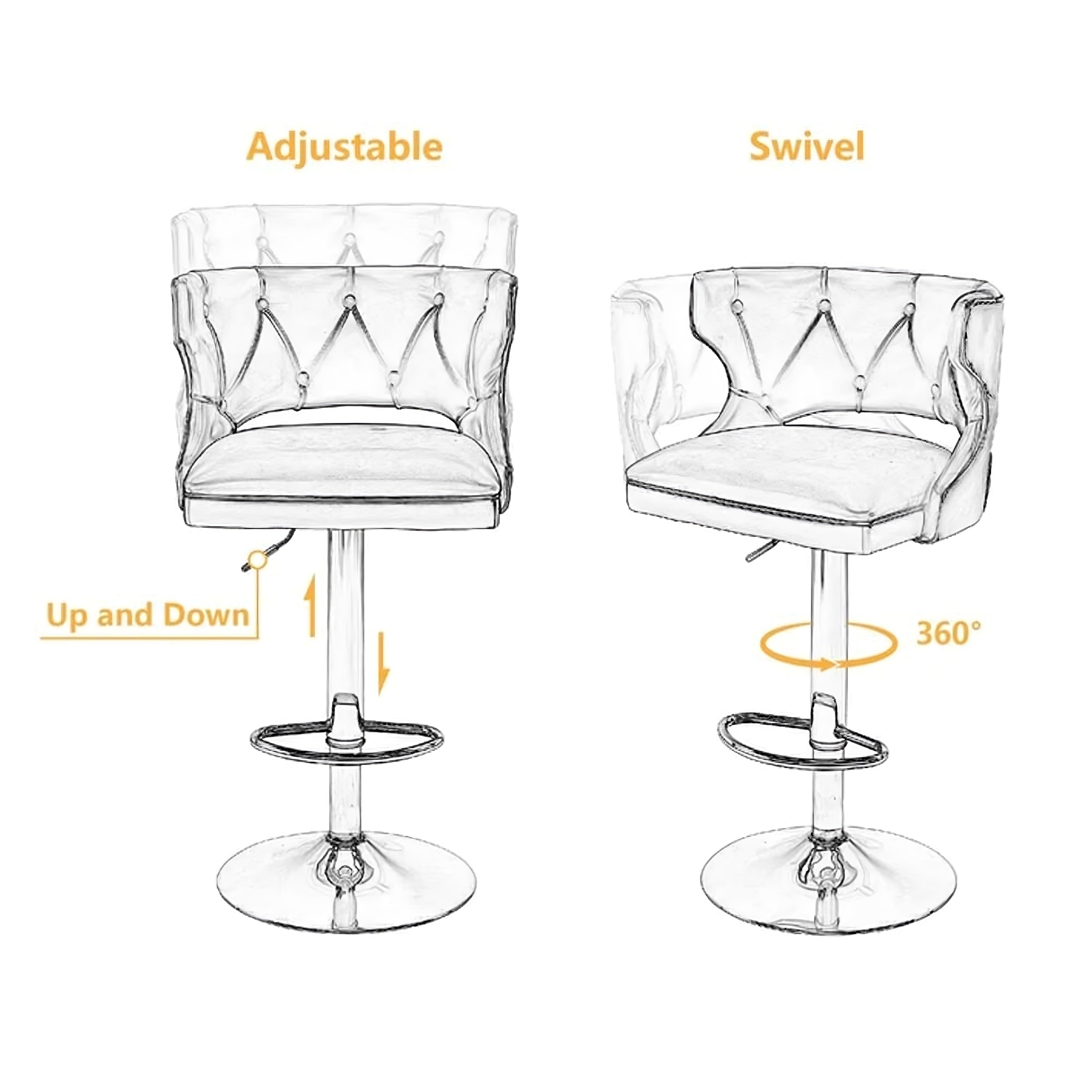 Luxury Grey Velvet Bar Lounge Chair with Gold Base