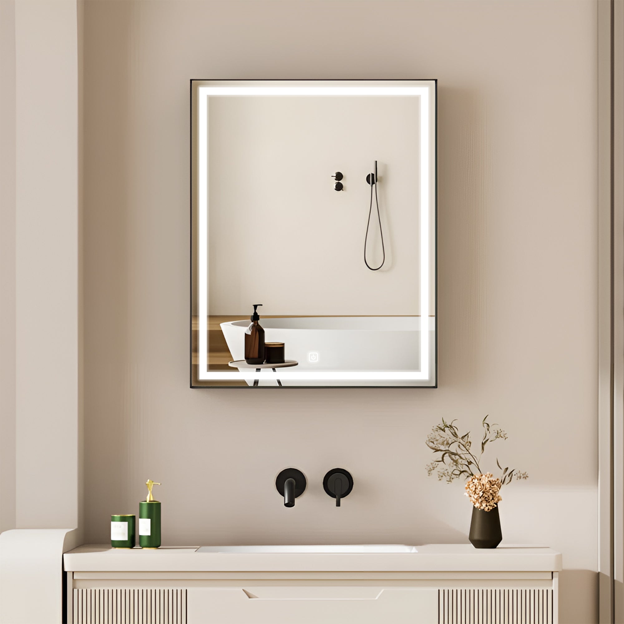 Luxury LED Mirror Cabinet with Internal Storage and Touch Switch