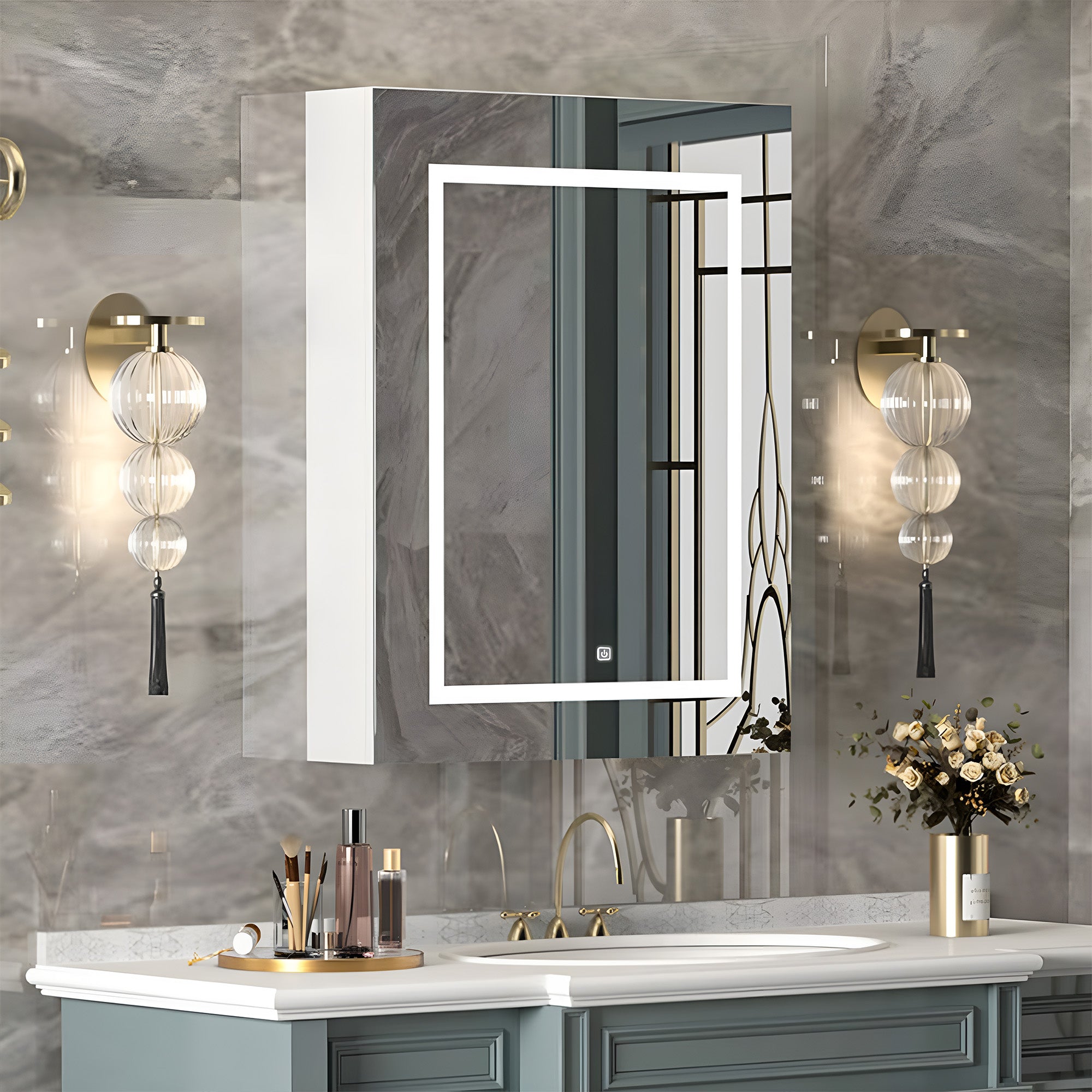 Luxury LED Mirror Cabinet with Minimal Frame and Touch Control